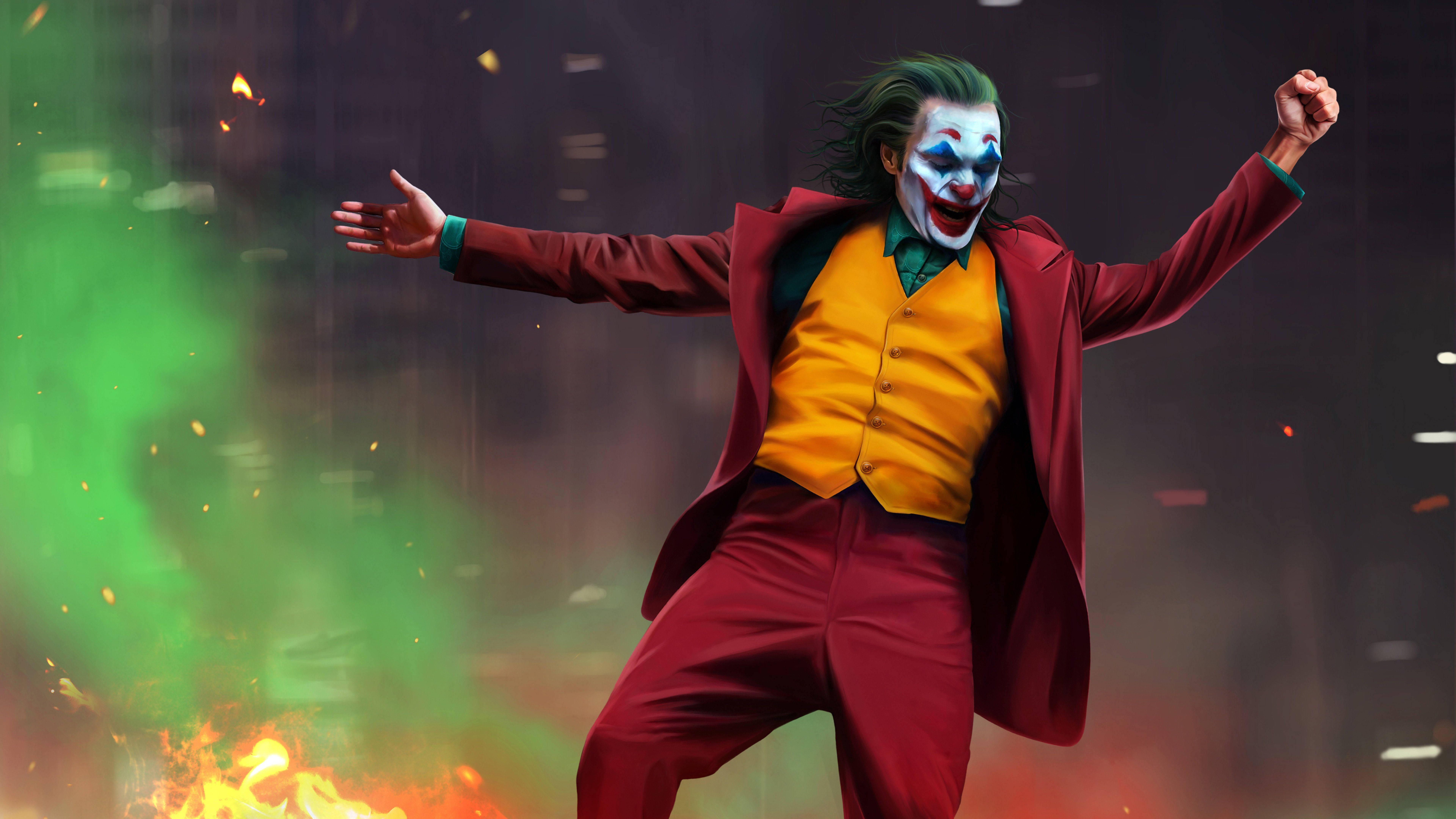 Joker 2019, red suit, yellow vest, 8K Desktop Wallpaper