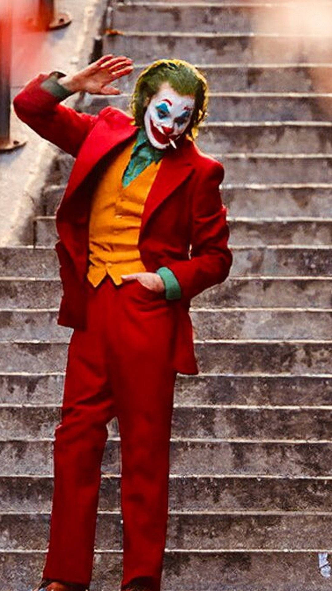 Joker 2019, red suit, clown makeup, Full HD Phone Wallpaper