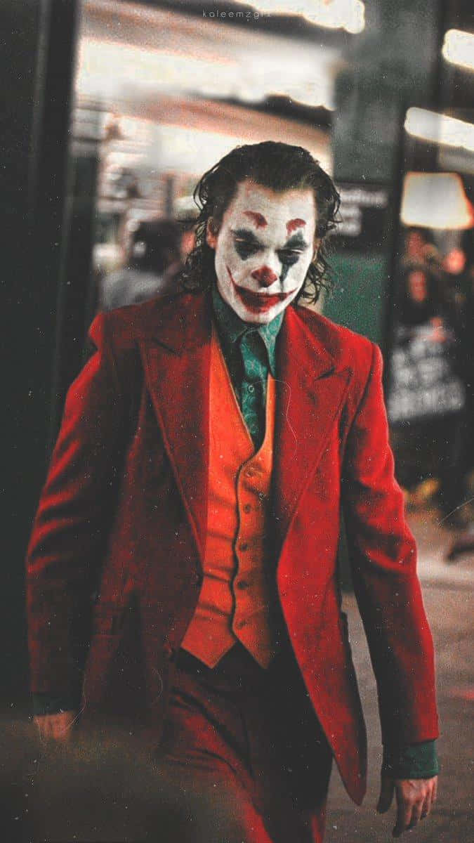 Joker, red suit, white clown makeup, SD Phone Wallpaper