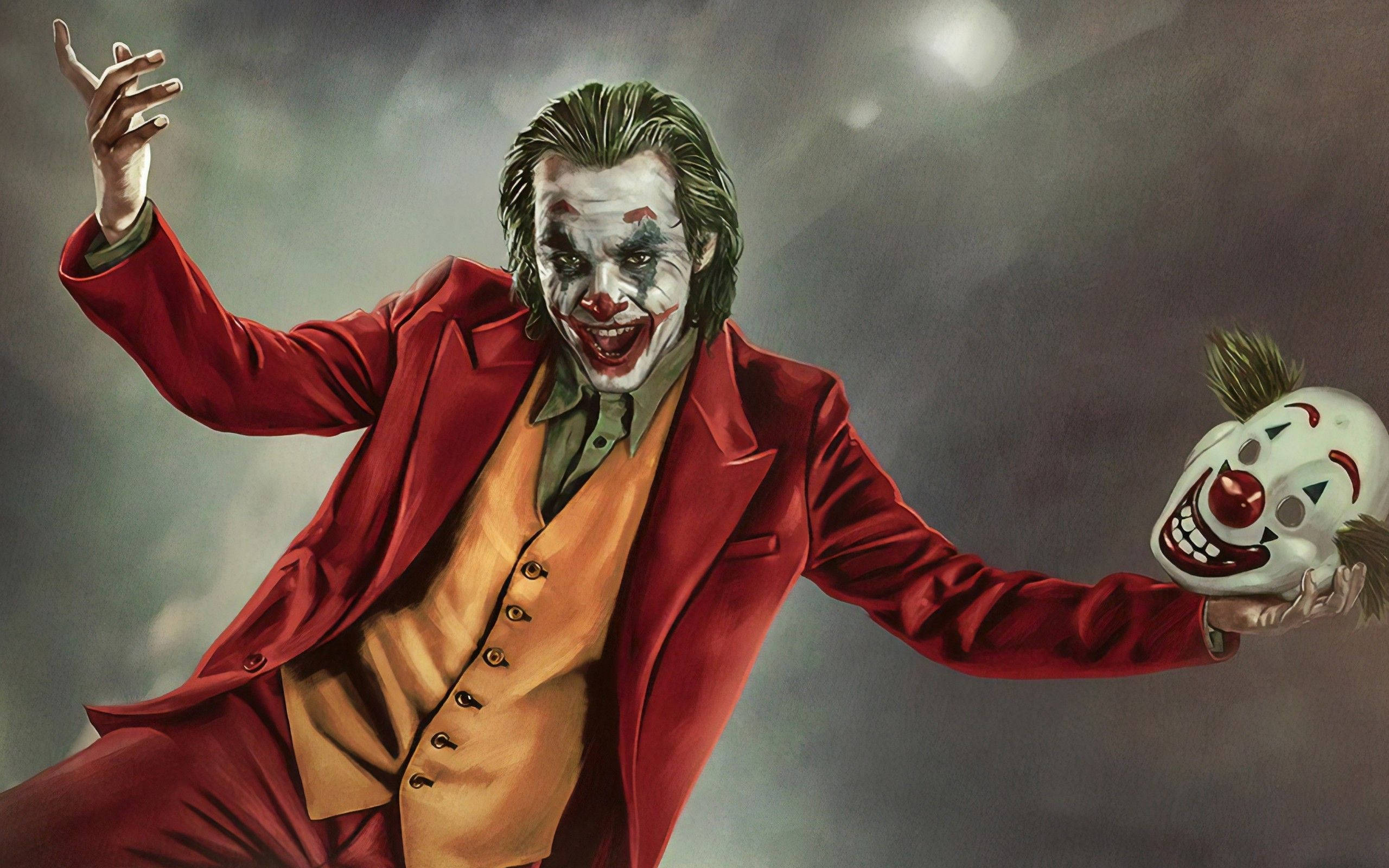 Joker 2019, red suit, mask, 2K Desktop Wallpaper