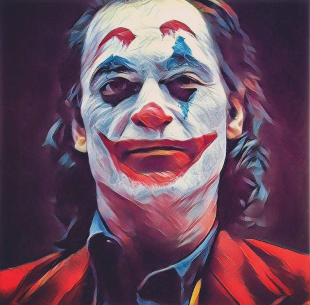 Joker 2019, white face paint, red lips, SD Desktop Wallpaper