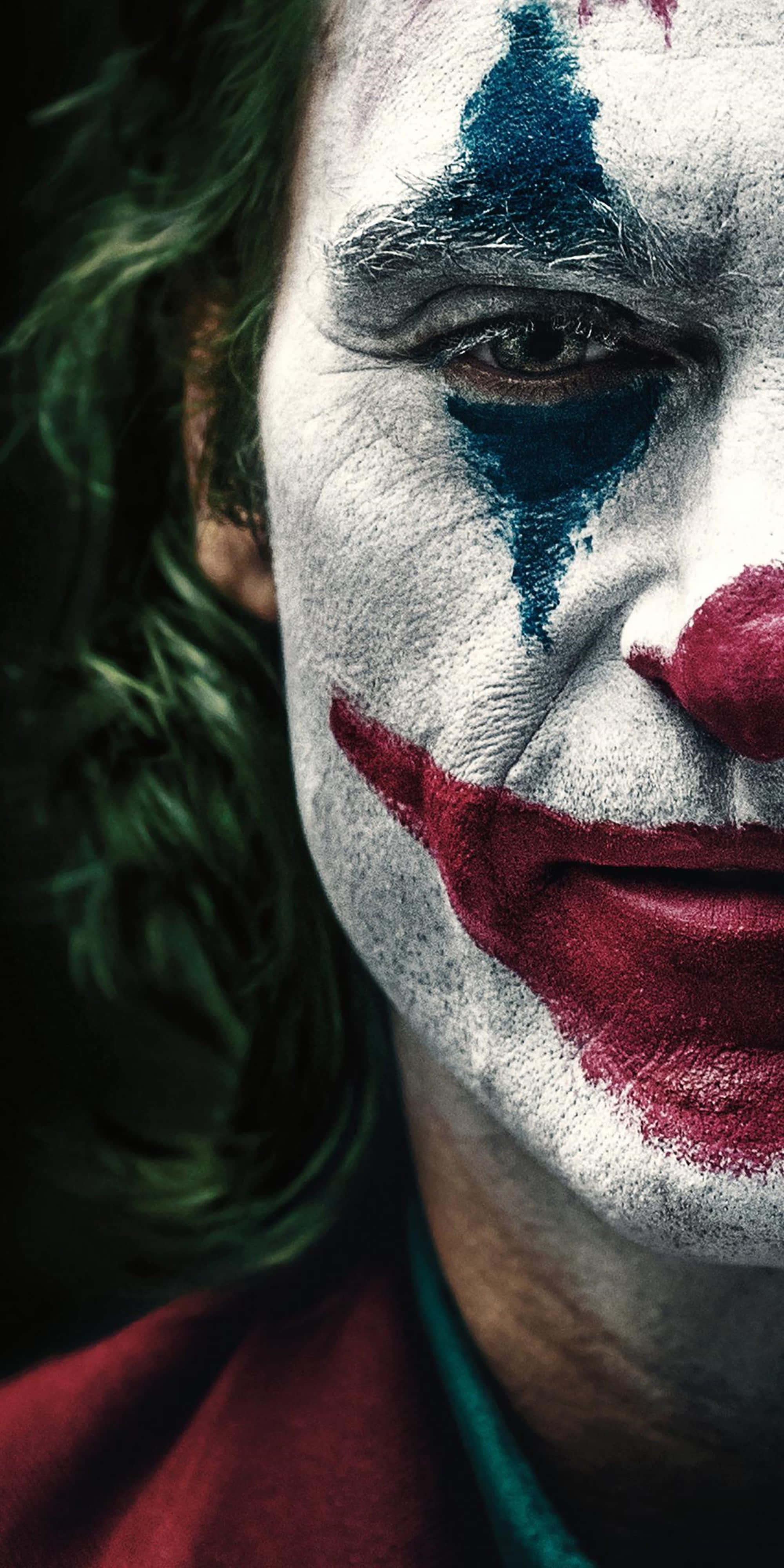 Joker 2019, white face paint, blue tear streaks, 4K Phone Wallpaper