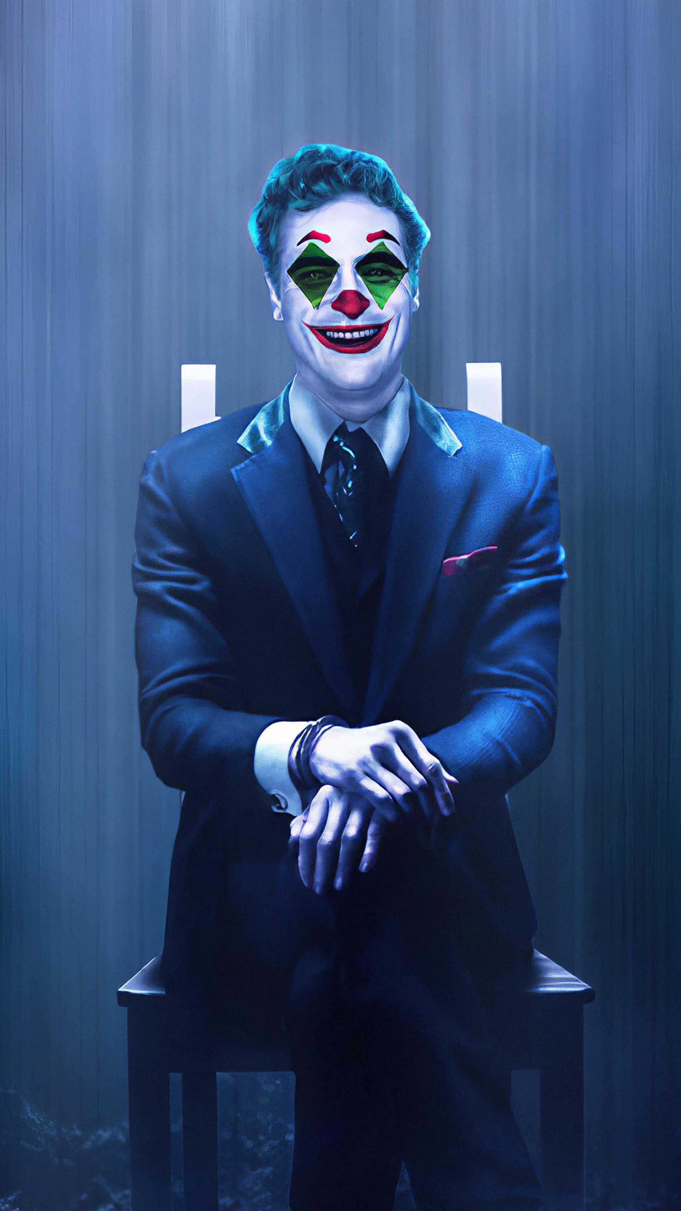 Joker 2019, dark suit, blue lighting, 4K Phone Wallpaper