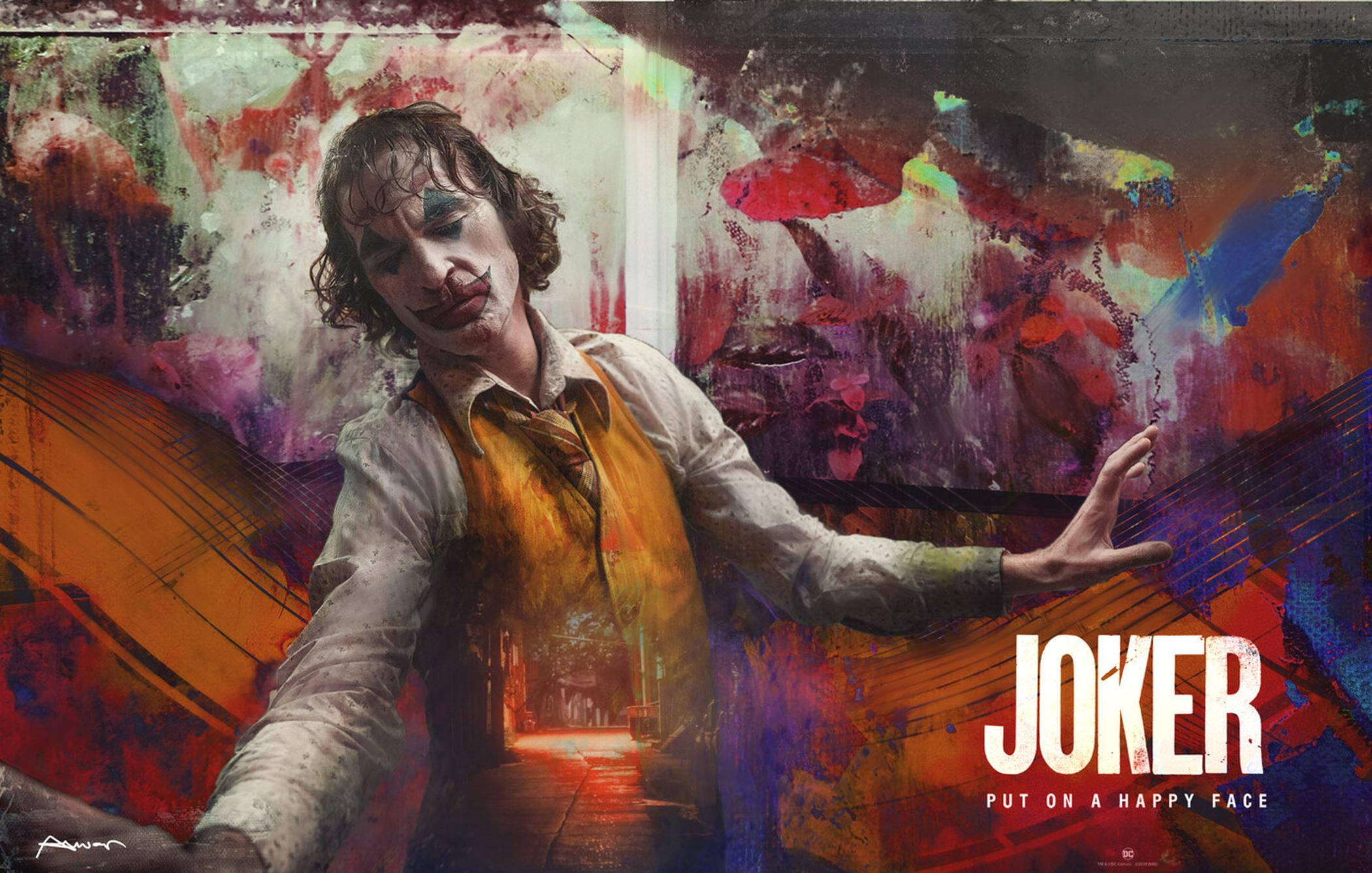 Joker 2020, yellow vest, smeared makeup, Full HD Desktop Wallpaper