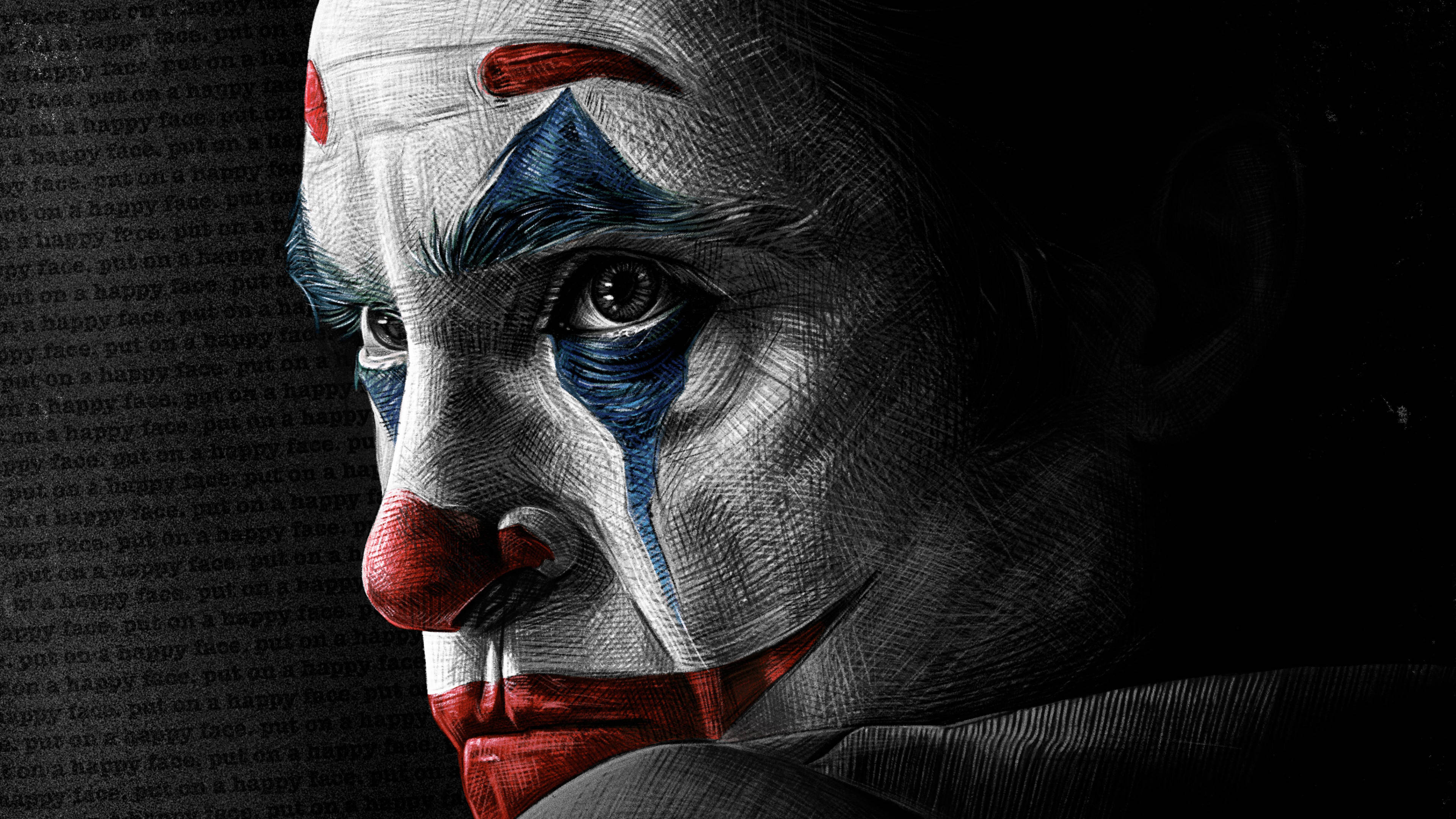Joker 2020, red nose, blue tears, 4K Desktop Wallpaper