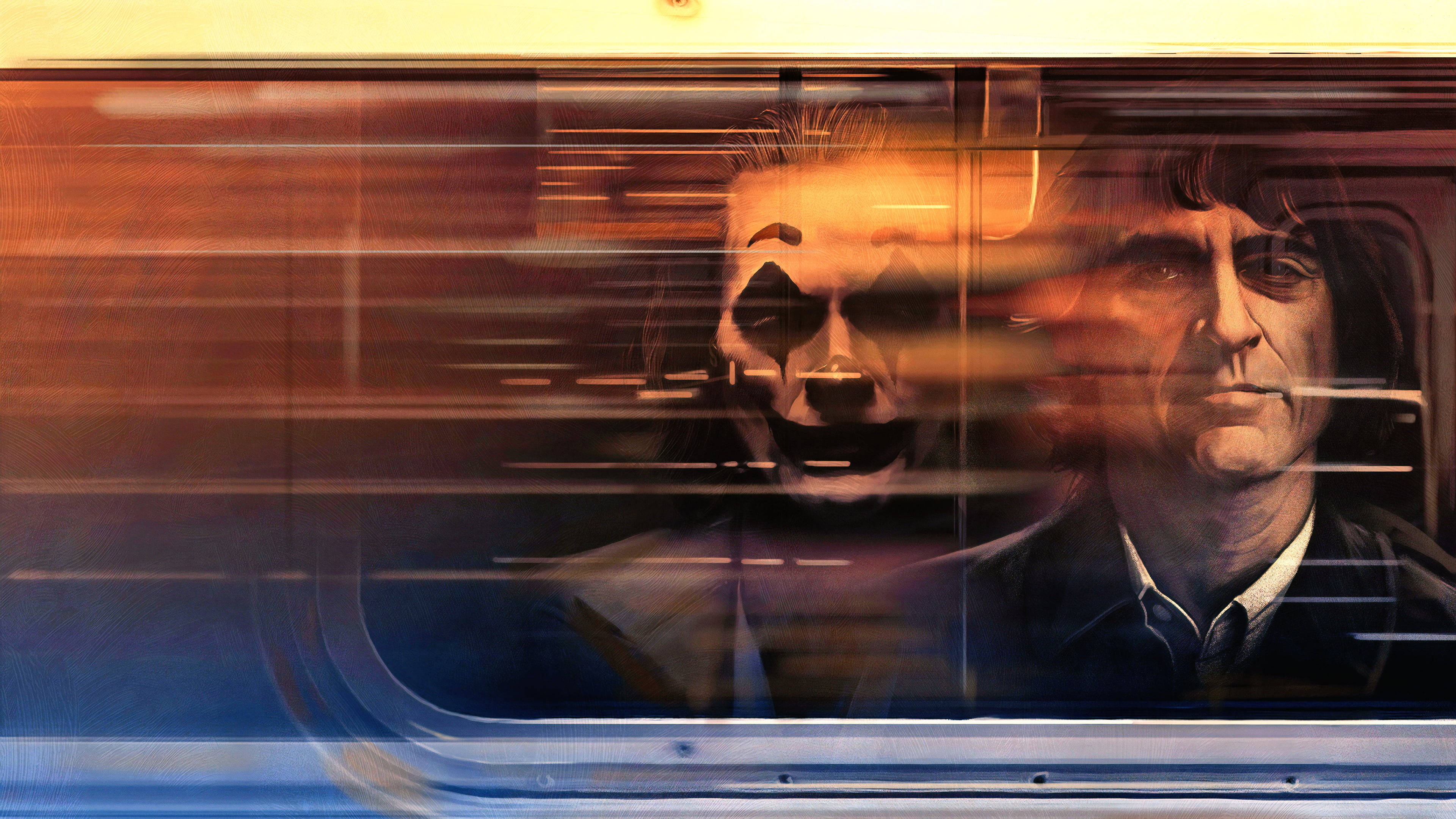 Joker 2020, subway window, warm amber, 4K Desktop Wallpaper