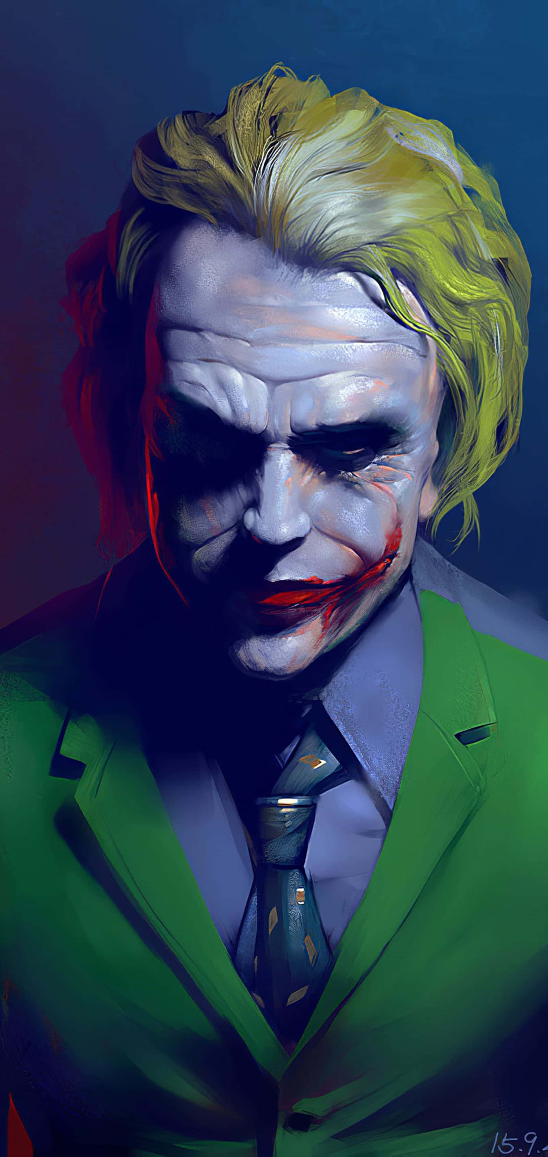 Joker, pale makeup, red lips, 4K Phone Wallpaper
