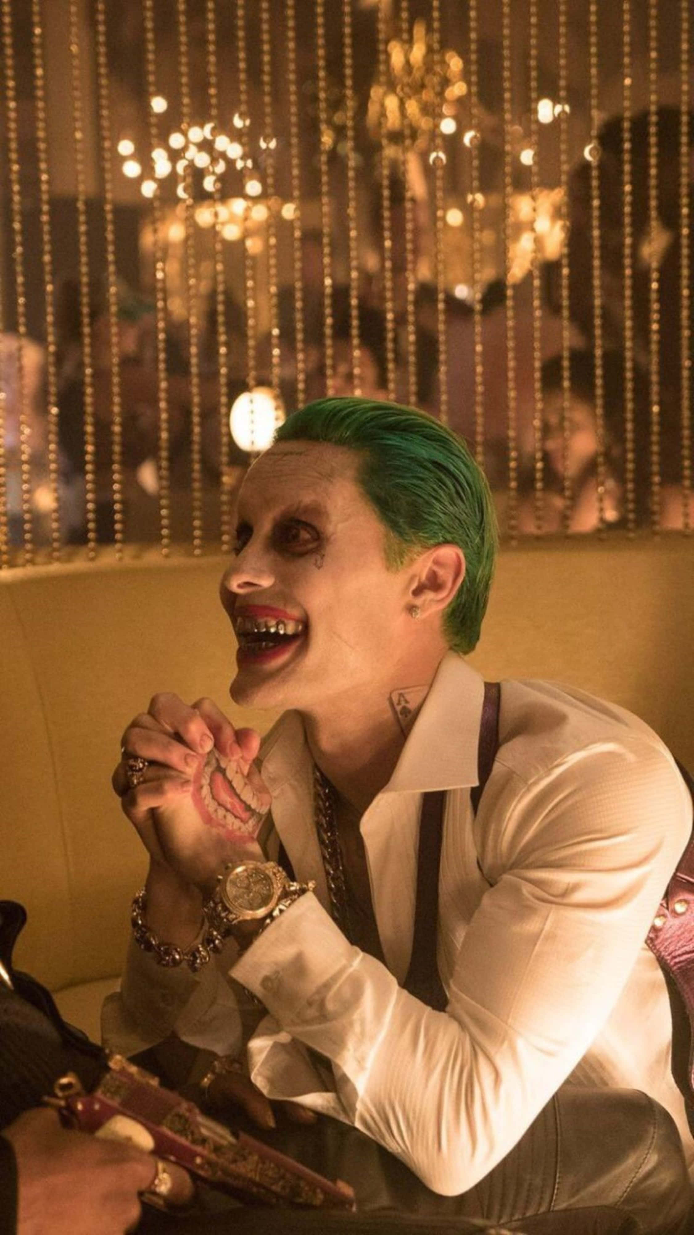 Joker 4K Phone, green hair, white face paint, 4K Phone Wallpaper