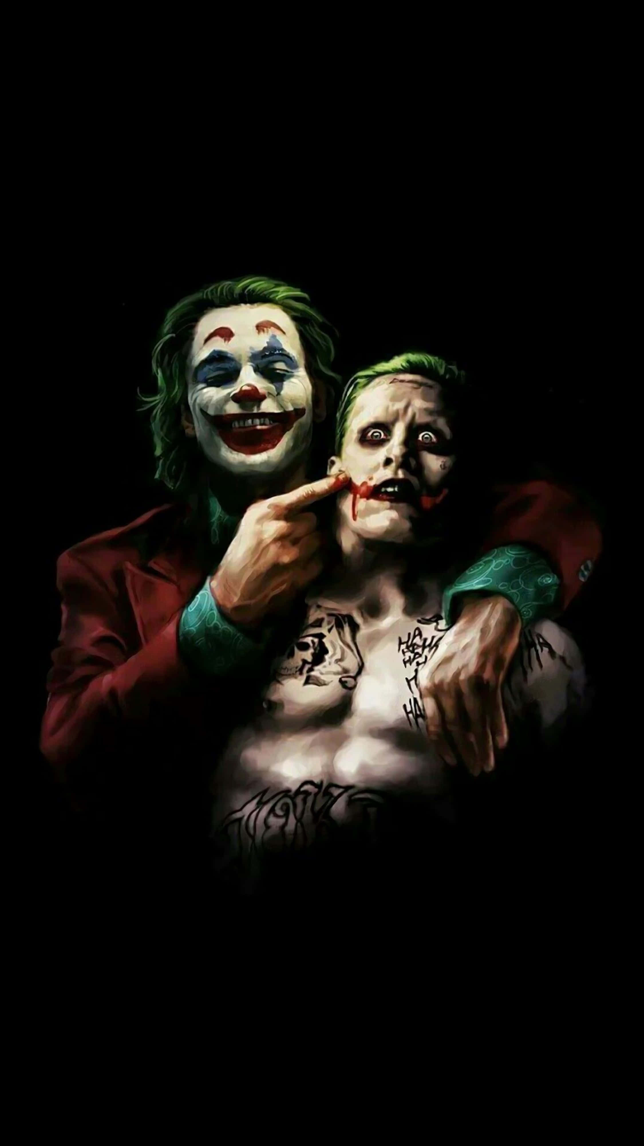 Joker 4K Phone, face paint numbers, red suit, 4K Phone Wallpaper