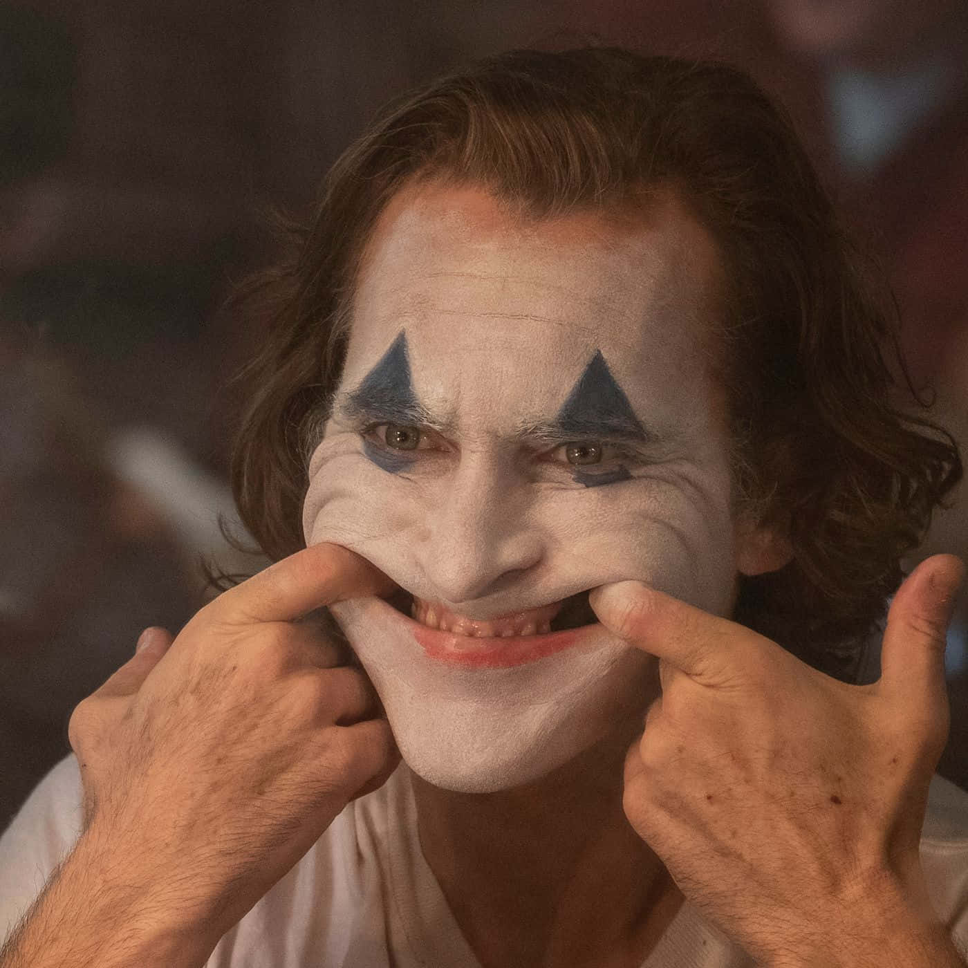 Joker, white face paint, blue triangles, HD Desktop Wallpaper