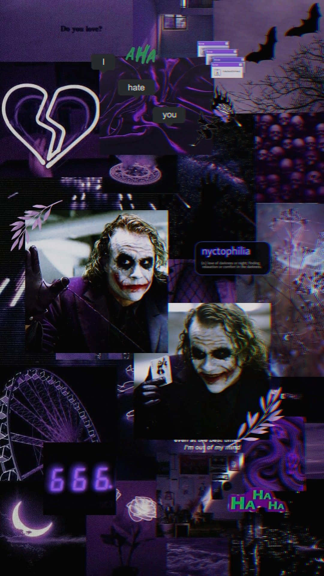 Joker, dark purple, glitch art, Full HD Phone Wallpaper