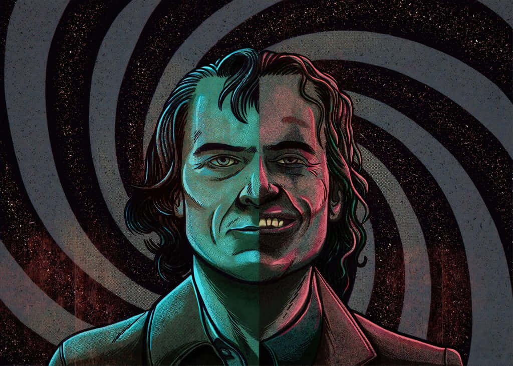 Joker Aesthetic, split-face illustration, cool teal, SD Desktop Wallpaper