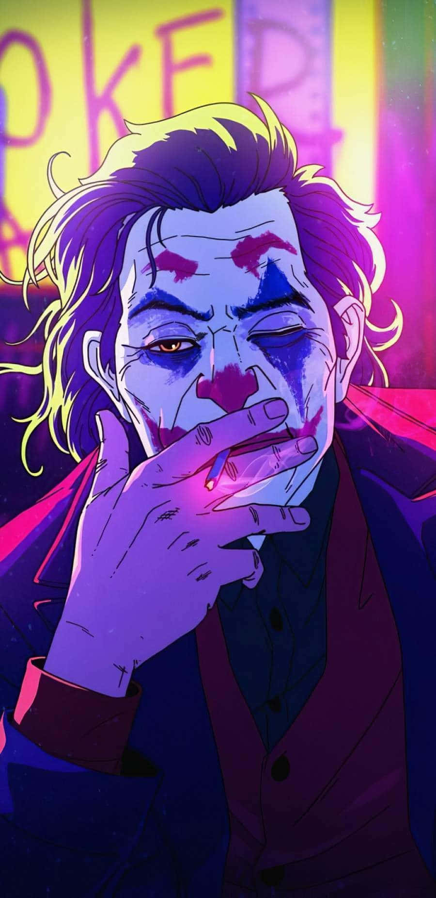 Joker, anime Joker, neon lights, HD Phone Wallpaper