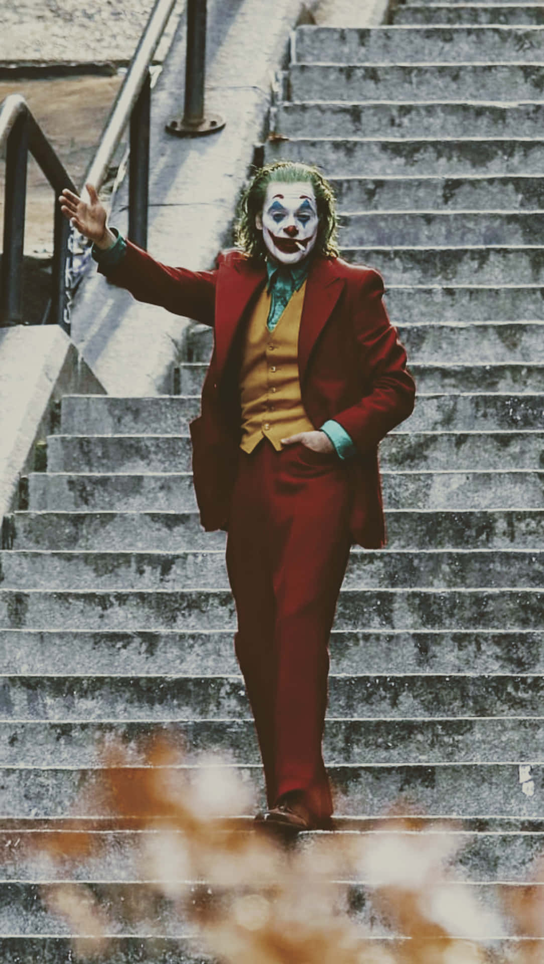 Joker, red suit, clown makeup, Full HD Phone Wallpaper
