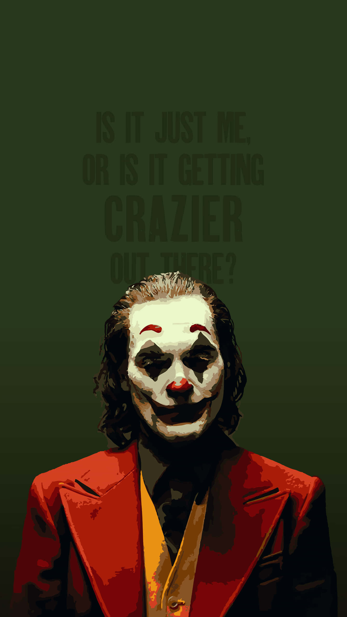 Joker, red suit, dark green background, 2K Phone Wallpaper