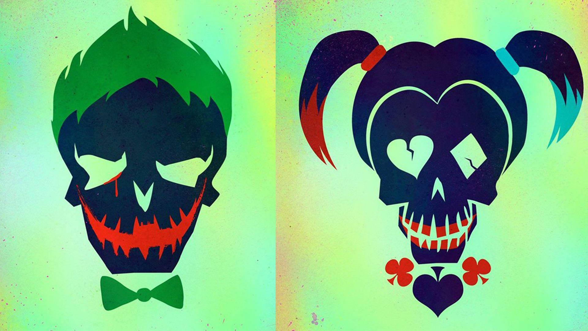 Joker, Harley Quinn, skull art, Full HD Desktop Wallpaper
