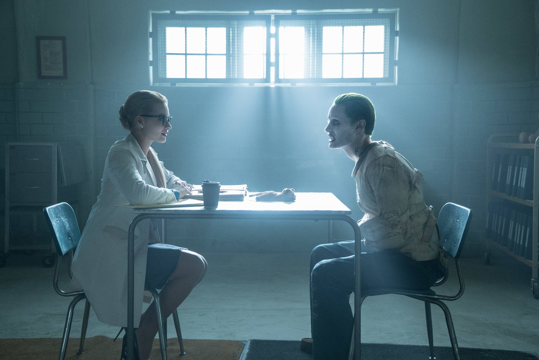Joker And Harley Quinn, interrogation room, backlight, Full HD Desktop Wallpaper