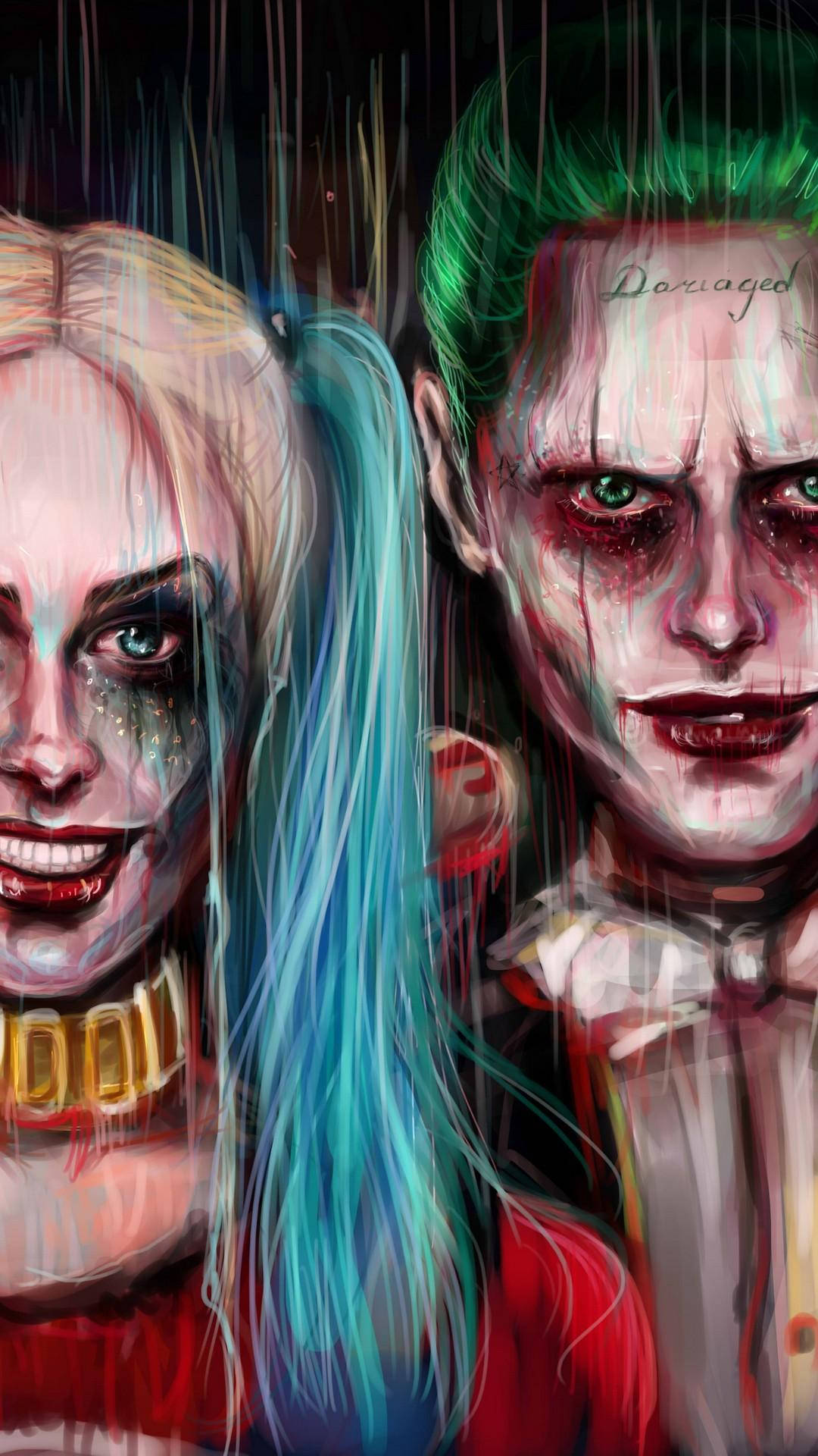 Harley Quinn, Joker, rain-soaked, Full HD Phone Wallpaper