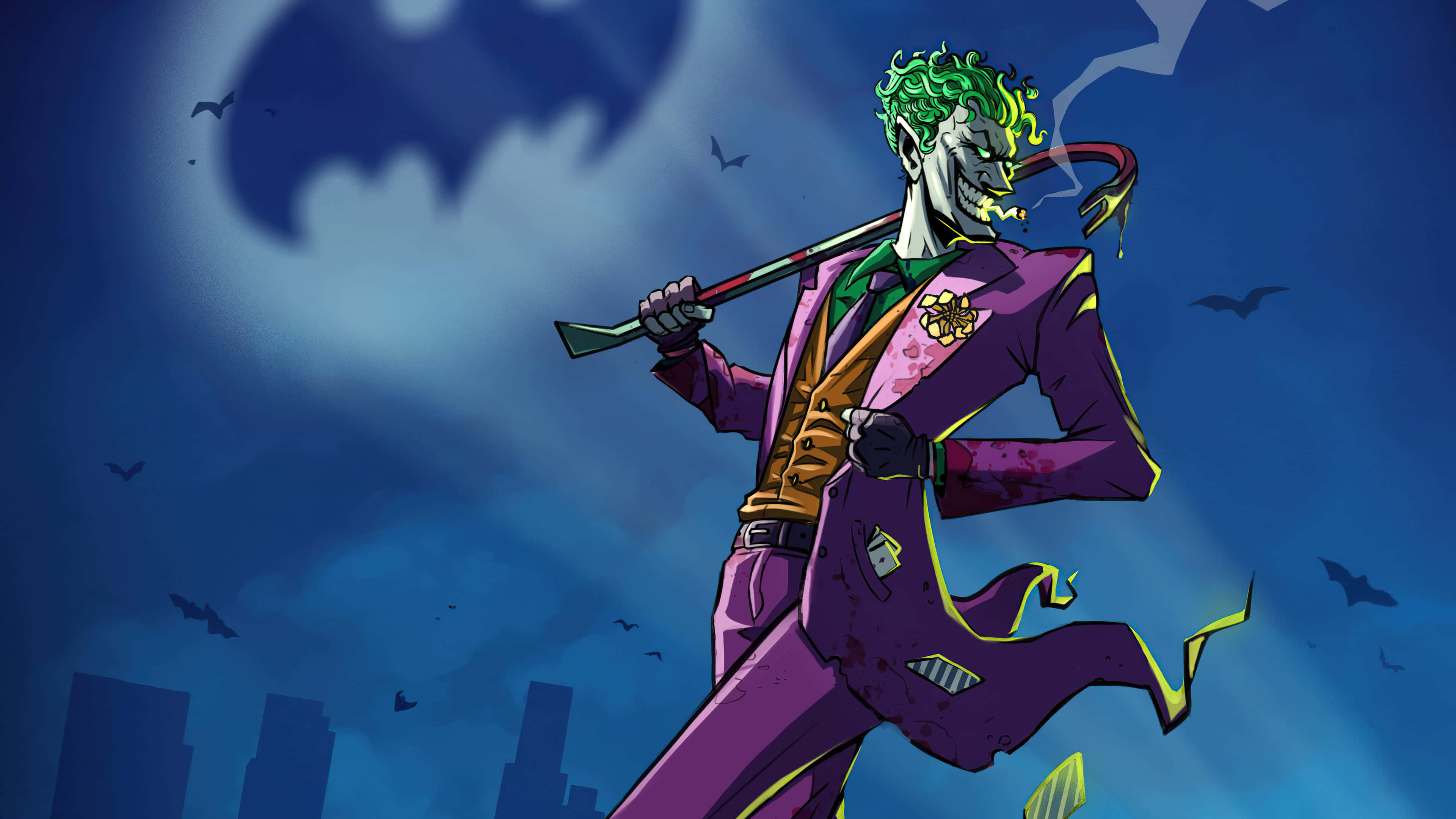 Joker, purple suit, cane, 4K Desktop Wallpaper
