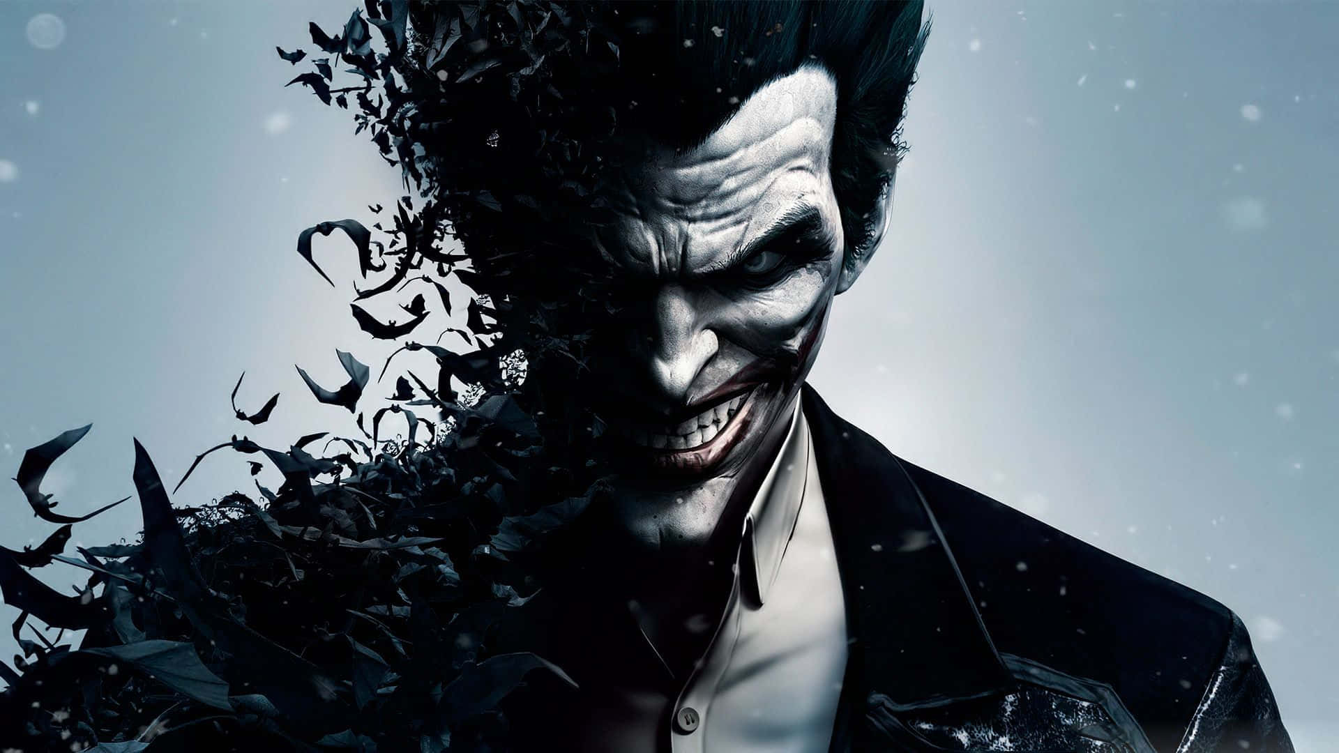 Joker, comic, snowy gray backdrop, Full HD Desktop Wallpaper