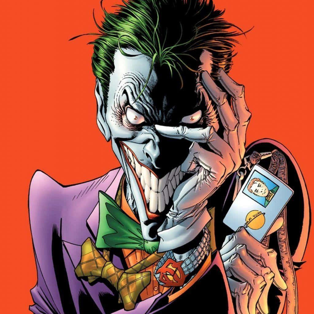 Joker, purple suit, fiery orange background, SD Desktop Wallpaper