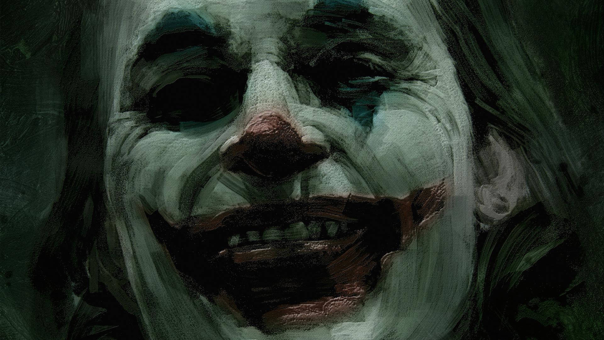 Joker 2020, green painting, clown's face, Full HD Desktop Wallpaper