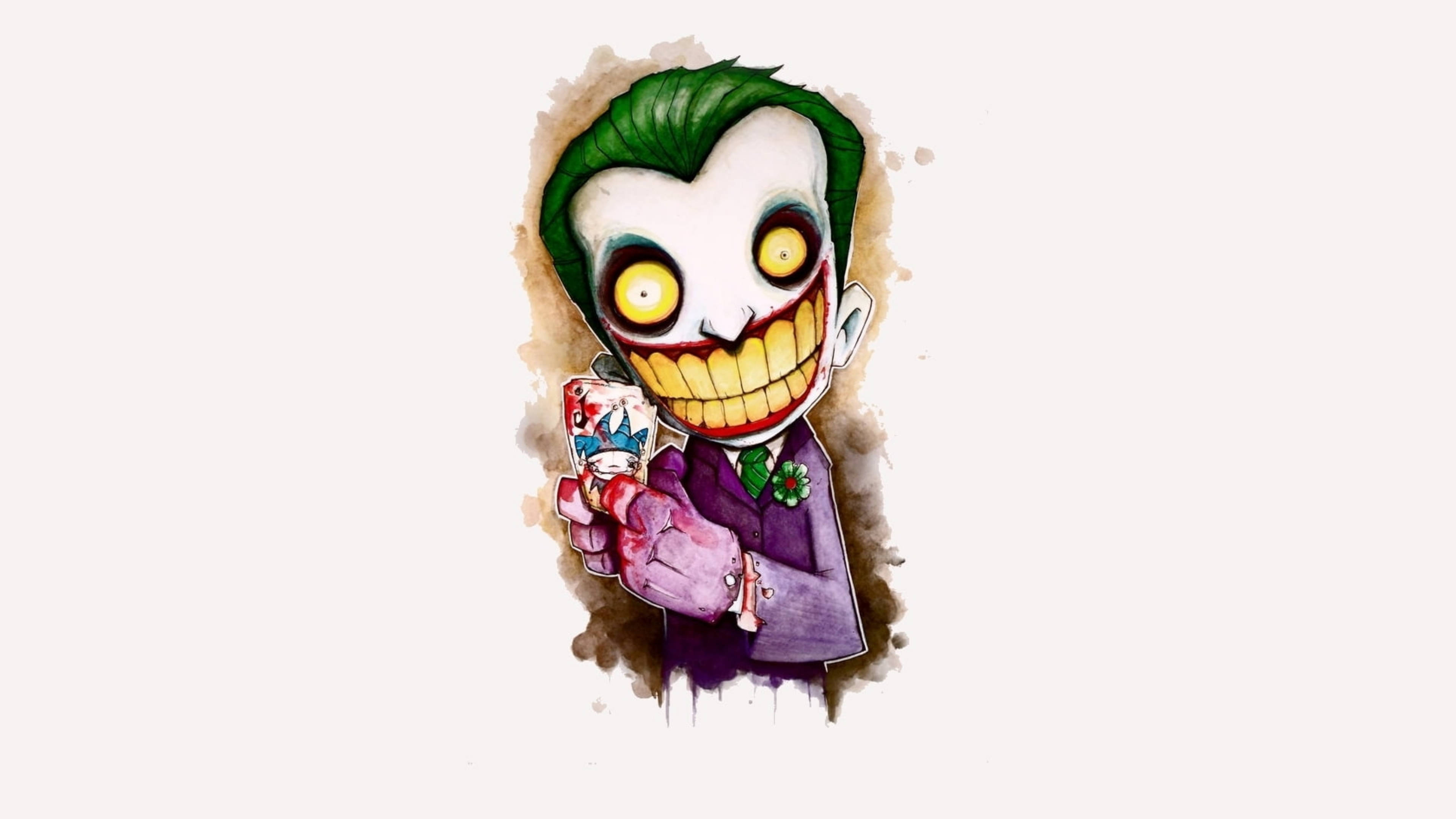 Joker, watercolor-style illustration, playing card, 4K Desktop Wallpaper