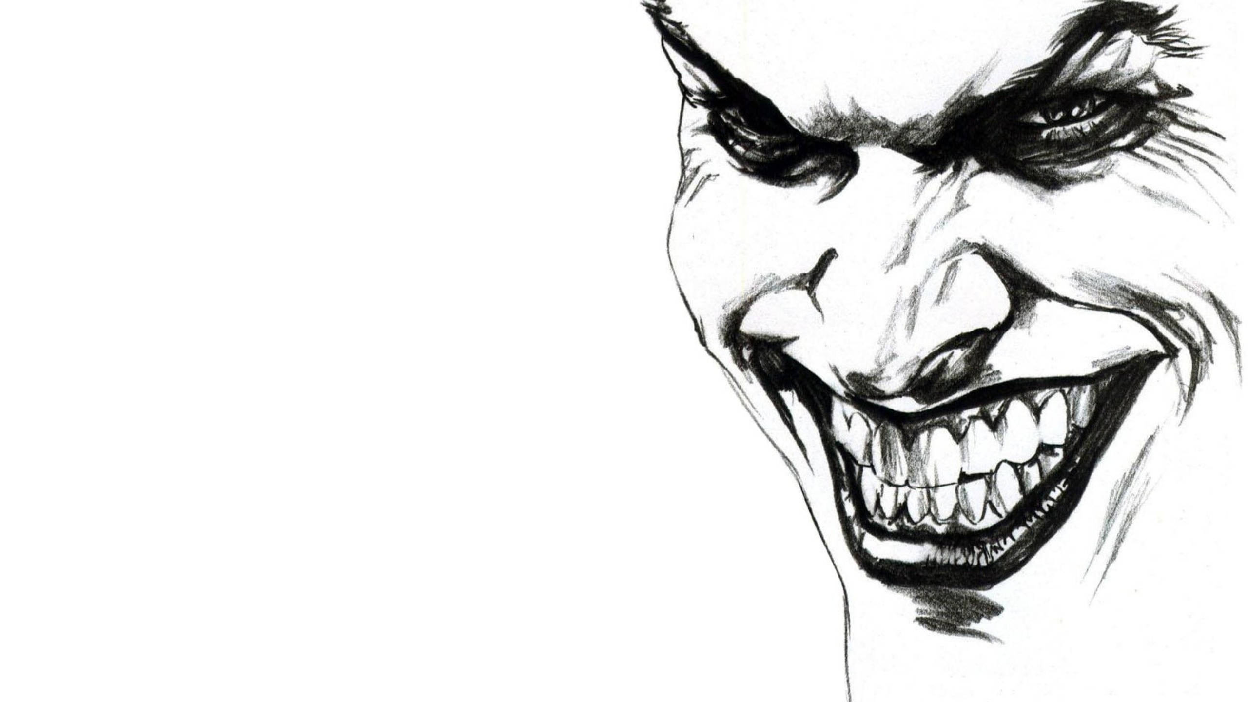 Joker, black and white, sketch, 2K Desktop Wallpaper