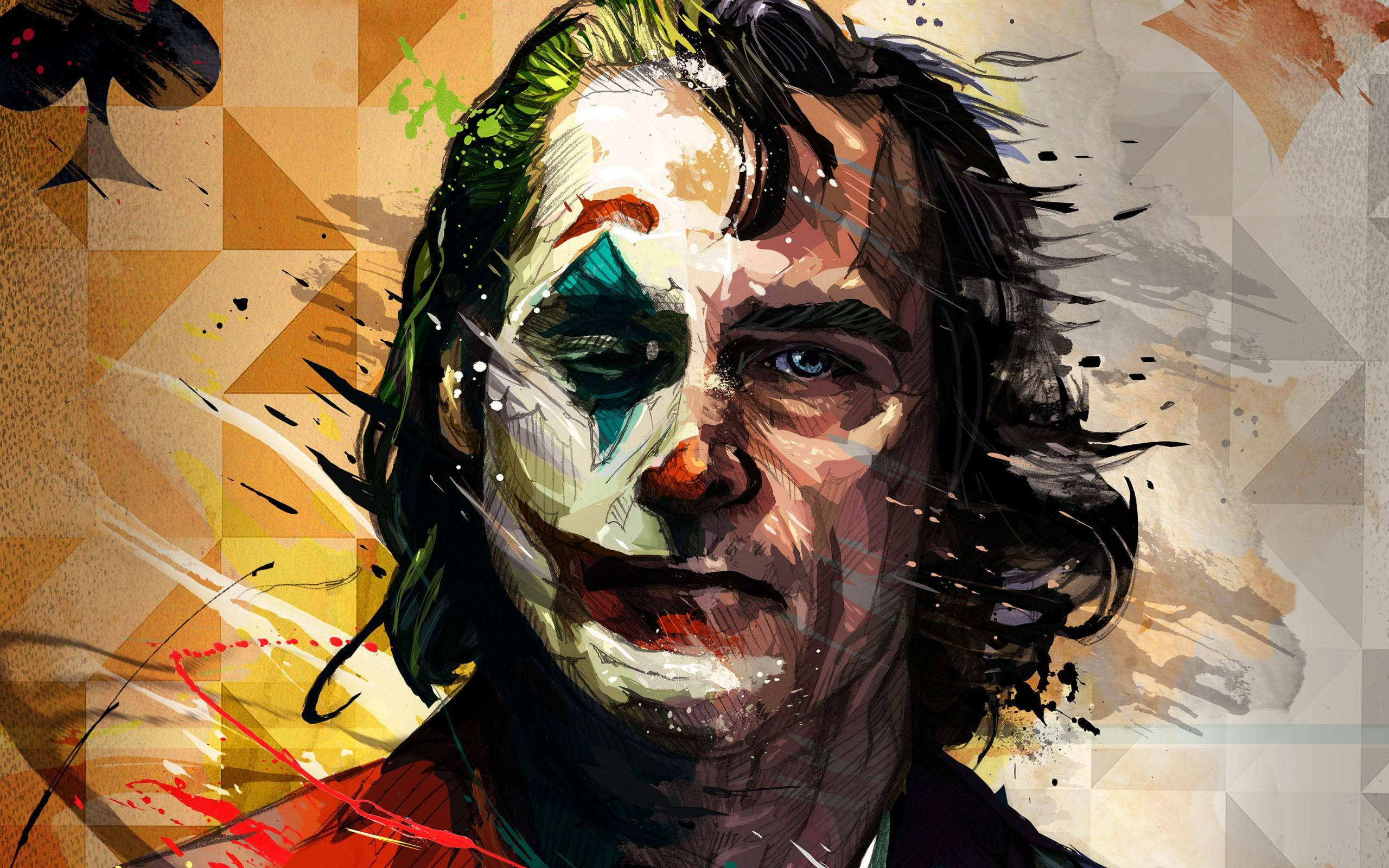 Joker 2020, half face, white and green, 2K Desktop Wallpaper