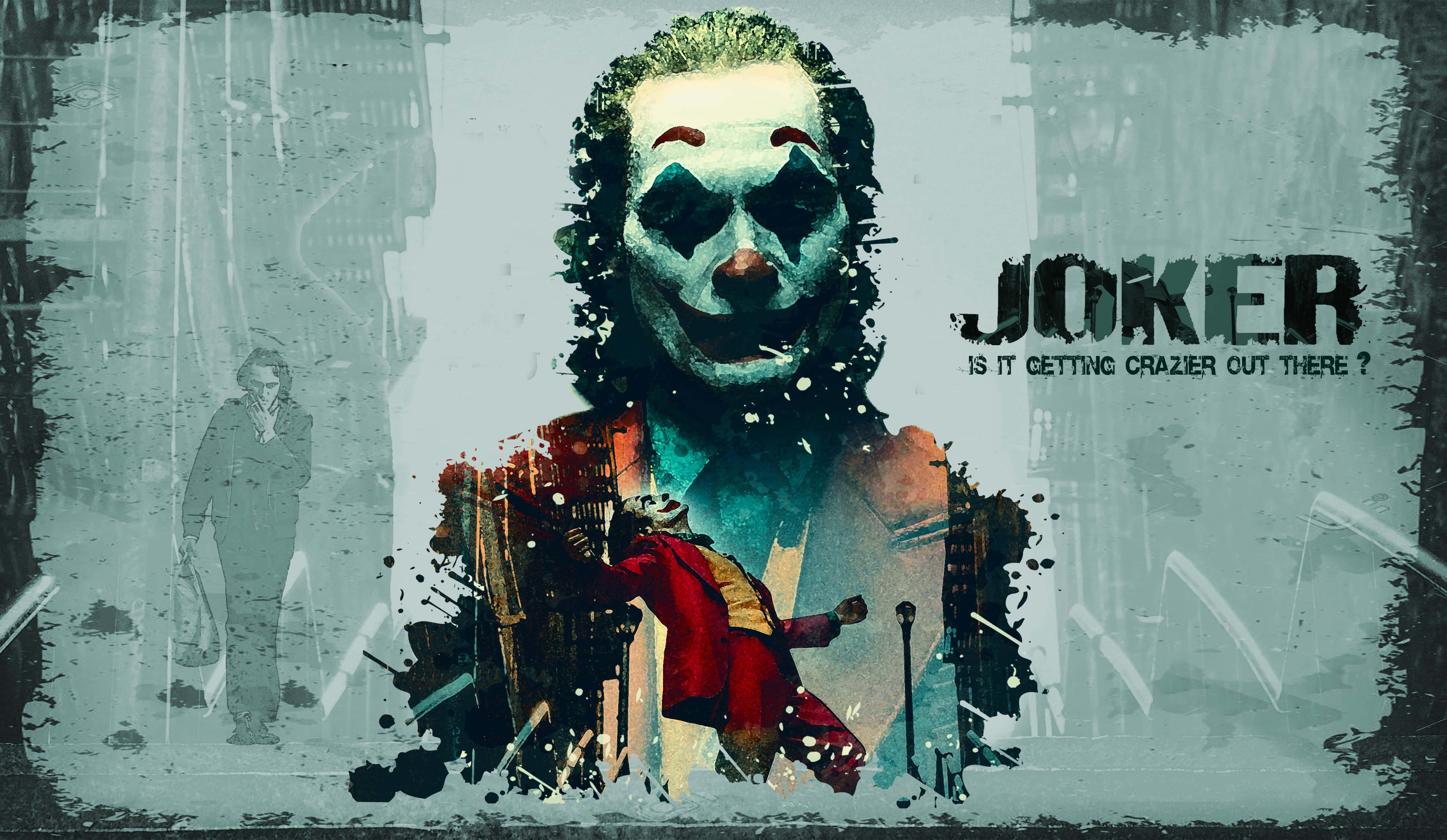 Joker, red coat, smeared paint effects, 4K Desktop Wallpaper