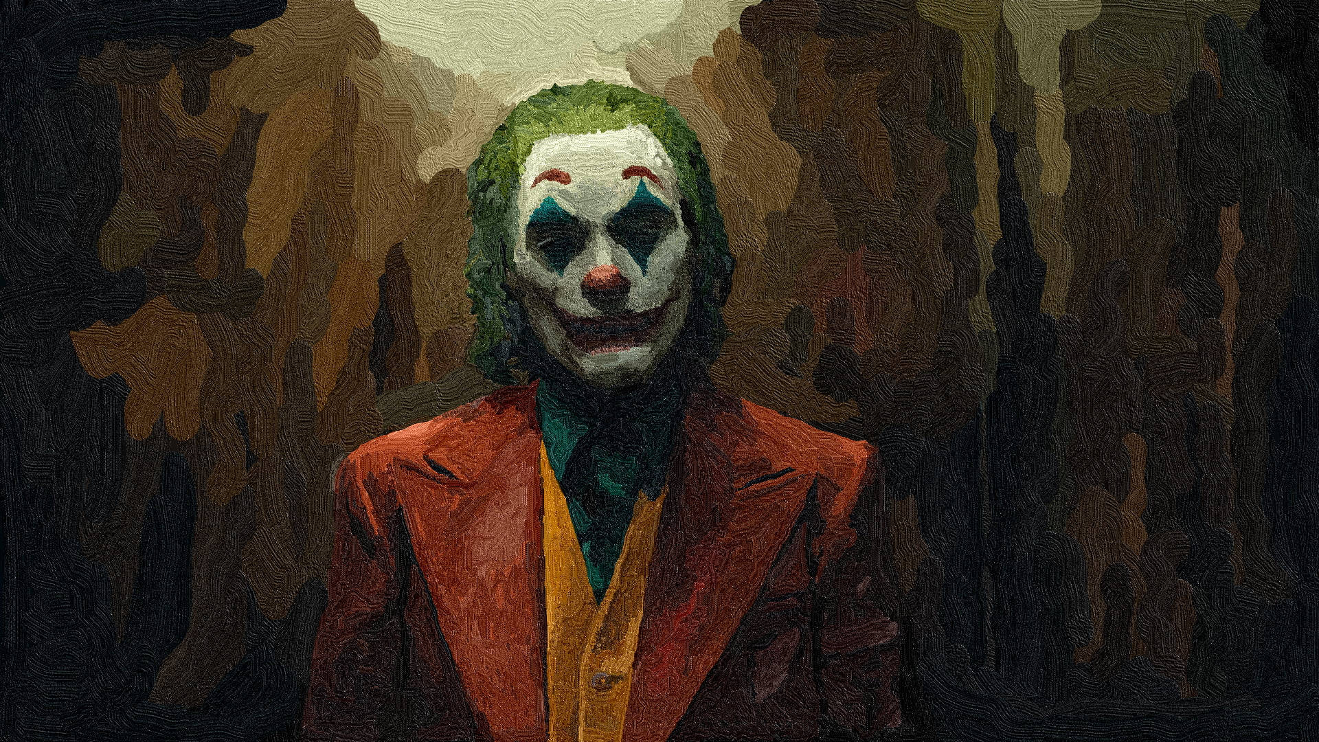 Joker, red suit, green hair, Full HD Desktop Wallpaper