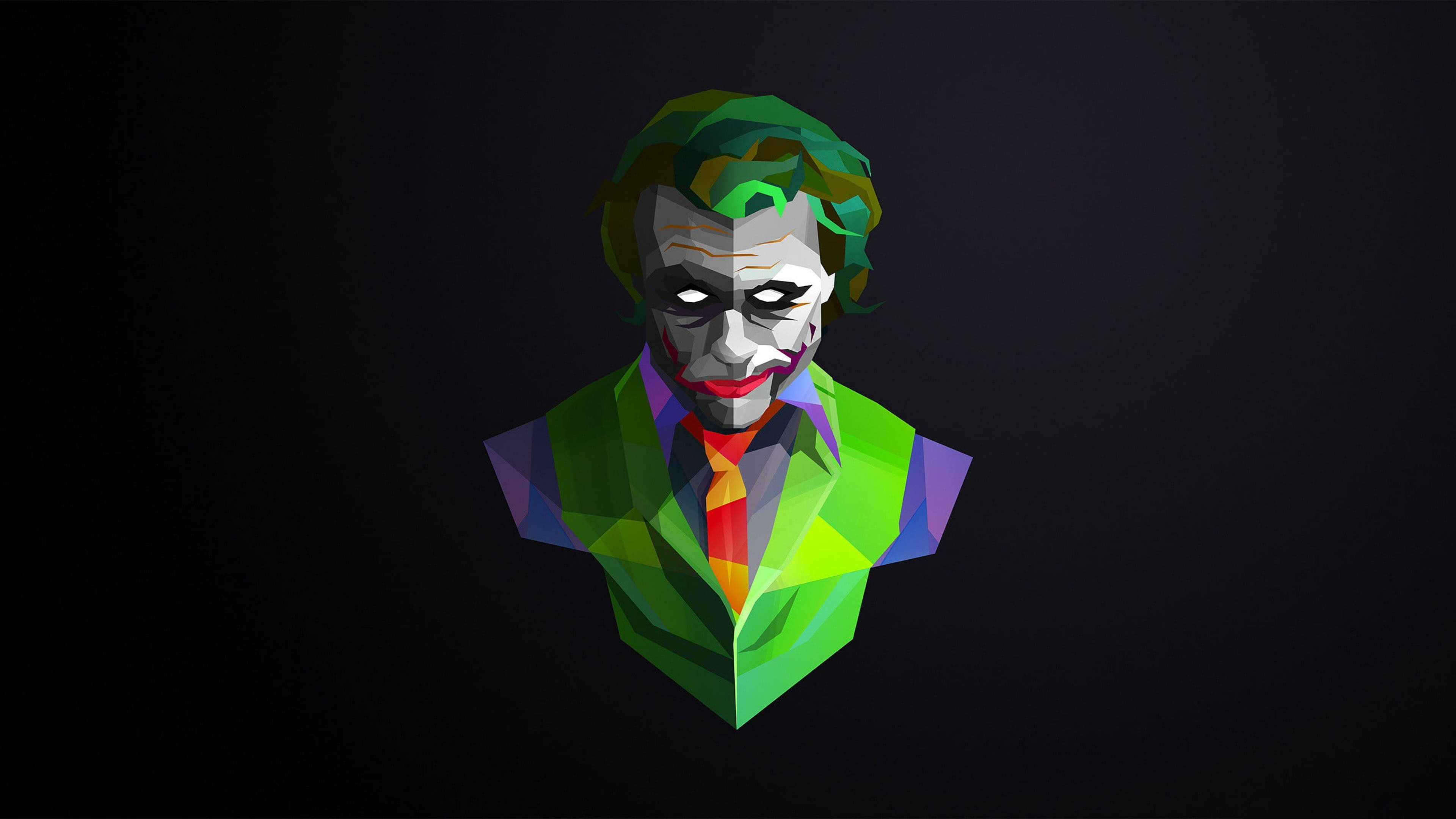 Joker, low poly, vibrant green hair, 4K Desktop Wallpaper