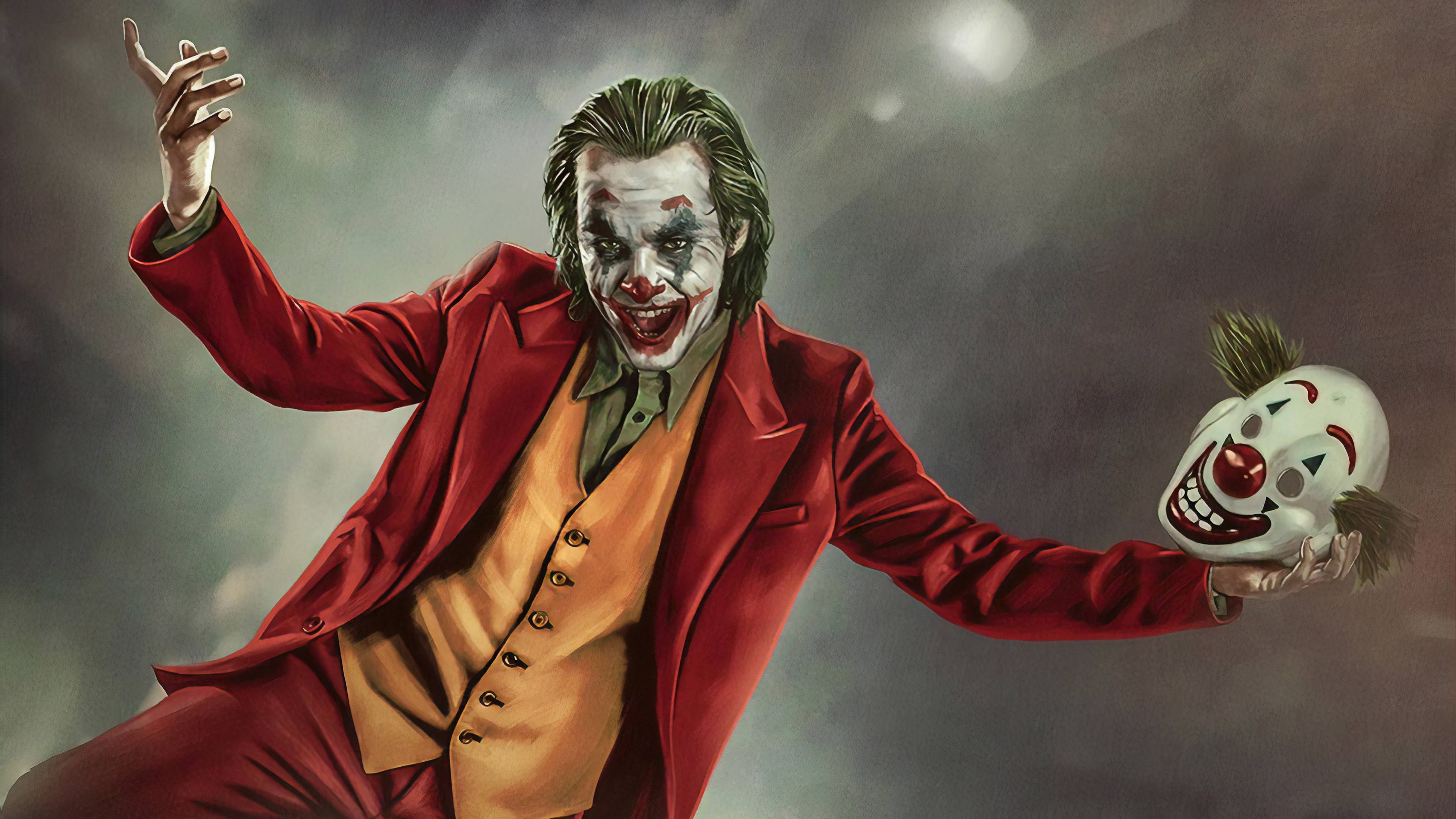Joker 2020, red suit, clown mask, 4K Desktop Wallpaper