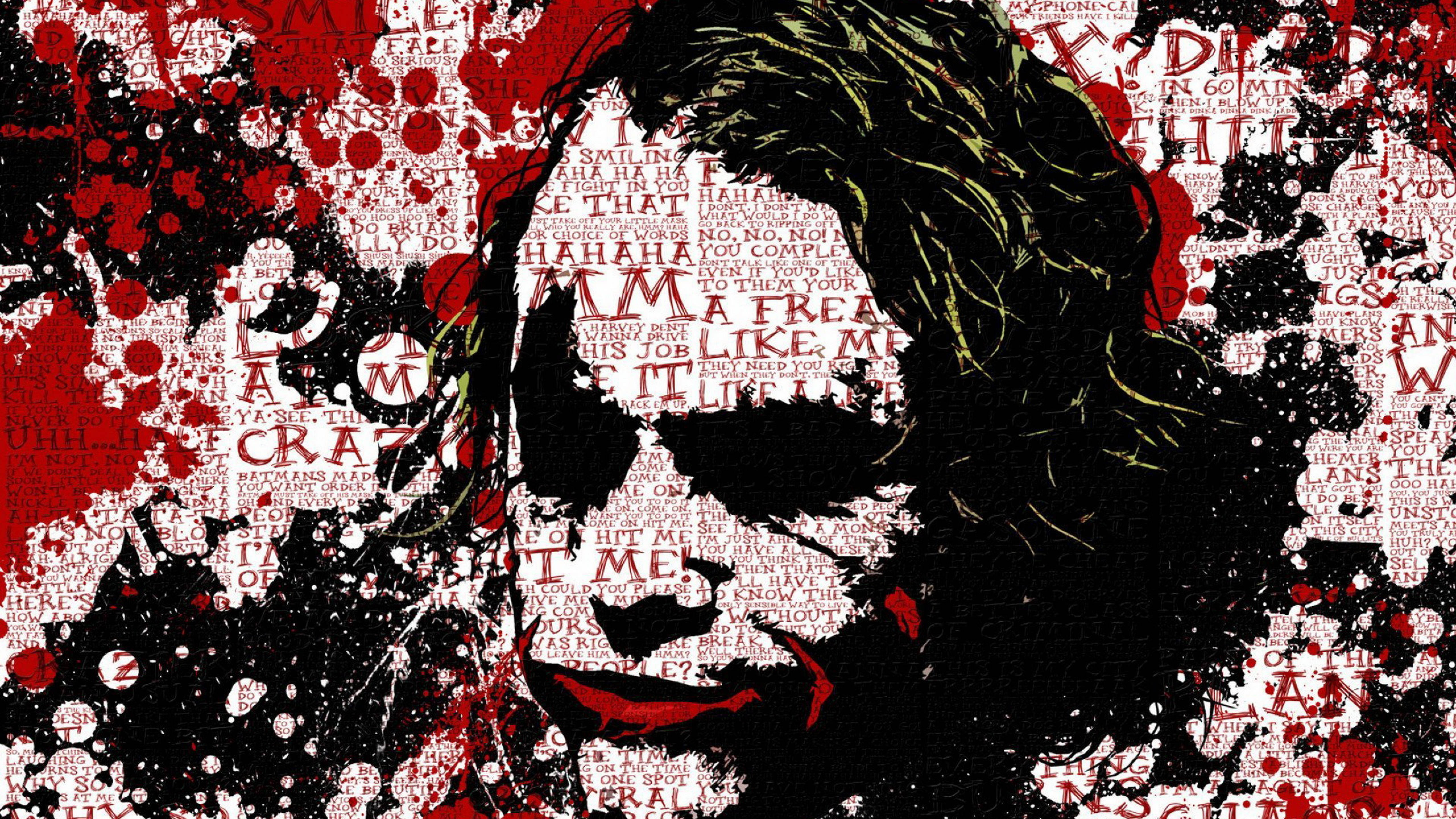 Joker, abstract, red splatters, 5K Desktop Wallpaper