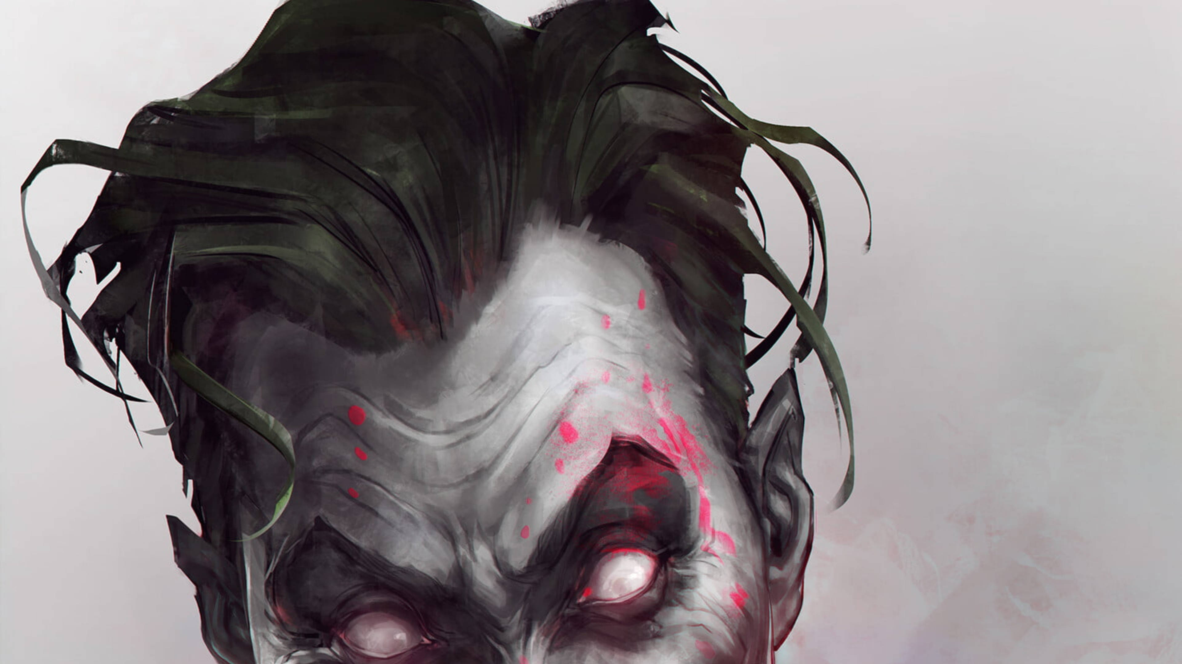 Joker Drawing, white eyes, blood, 4K Desktop Wallpaper