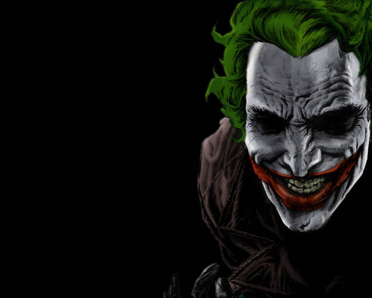 Joker, wild green hair, wide red grin, HD Desktop Wallpaper