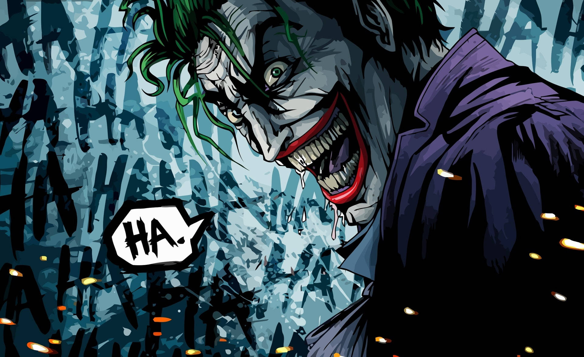 Joker, green hair, purple coat, Full HD Desktop Wallpaper