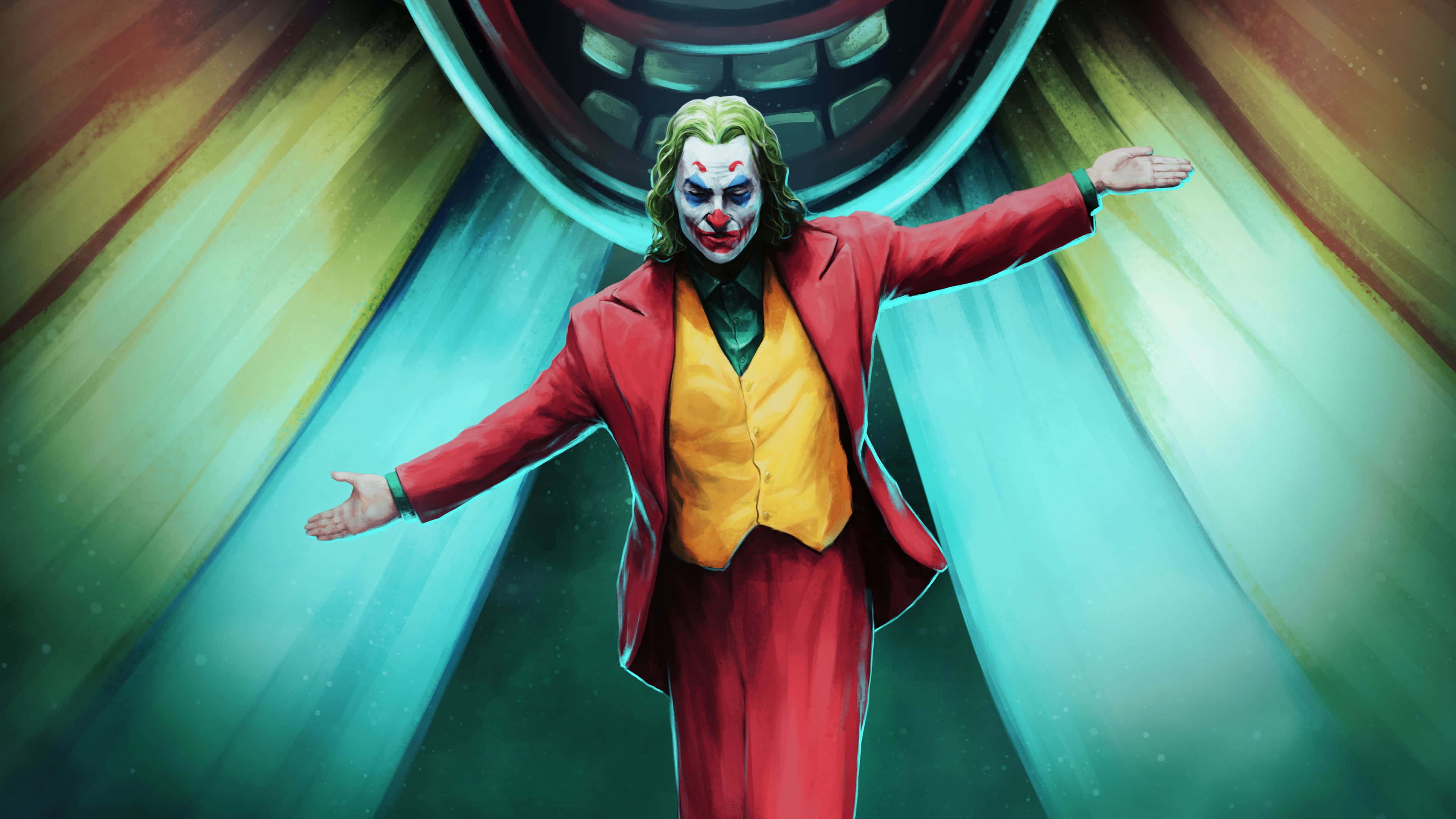 Joker, red suit, swirling tunnel, 4K Desktop Wallpaper