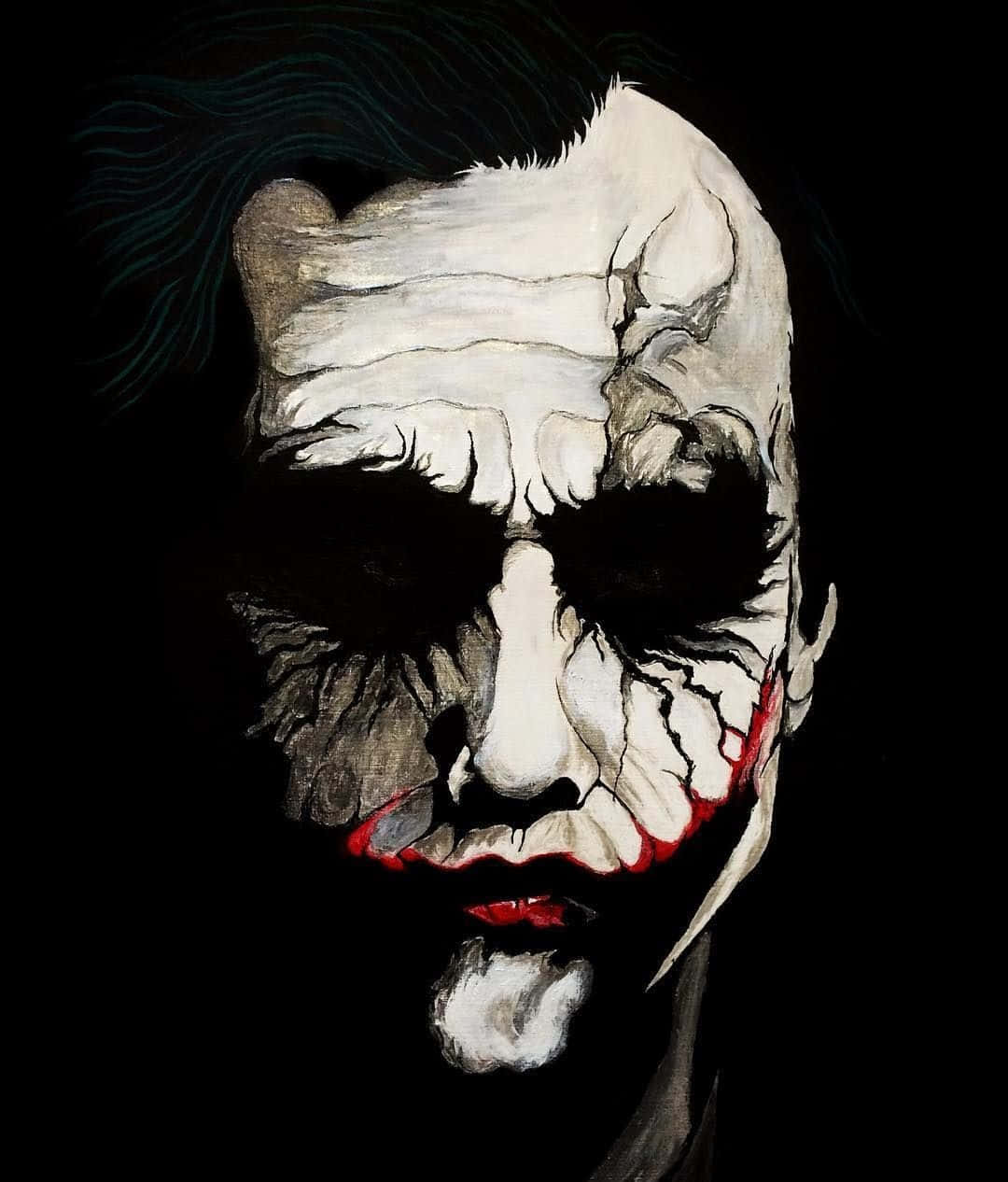 Joker, cracked white face, red lips, SD Phone Wallpaper