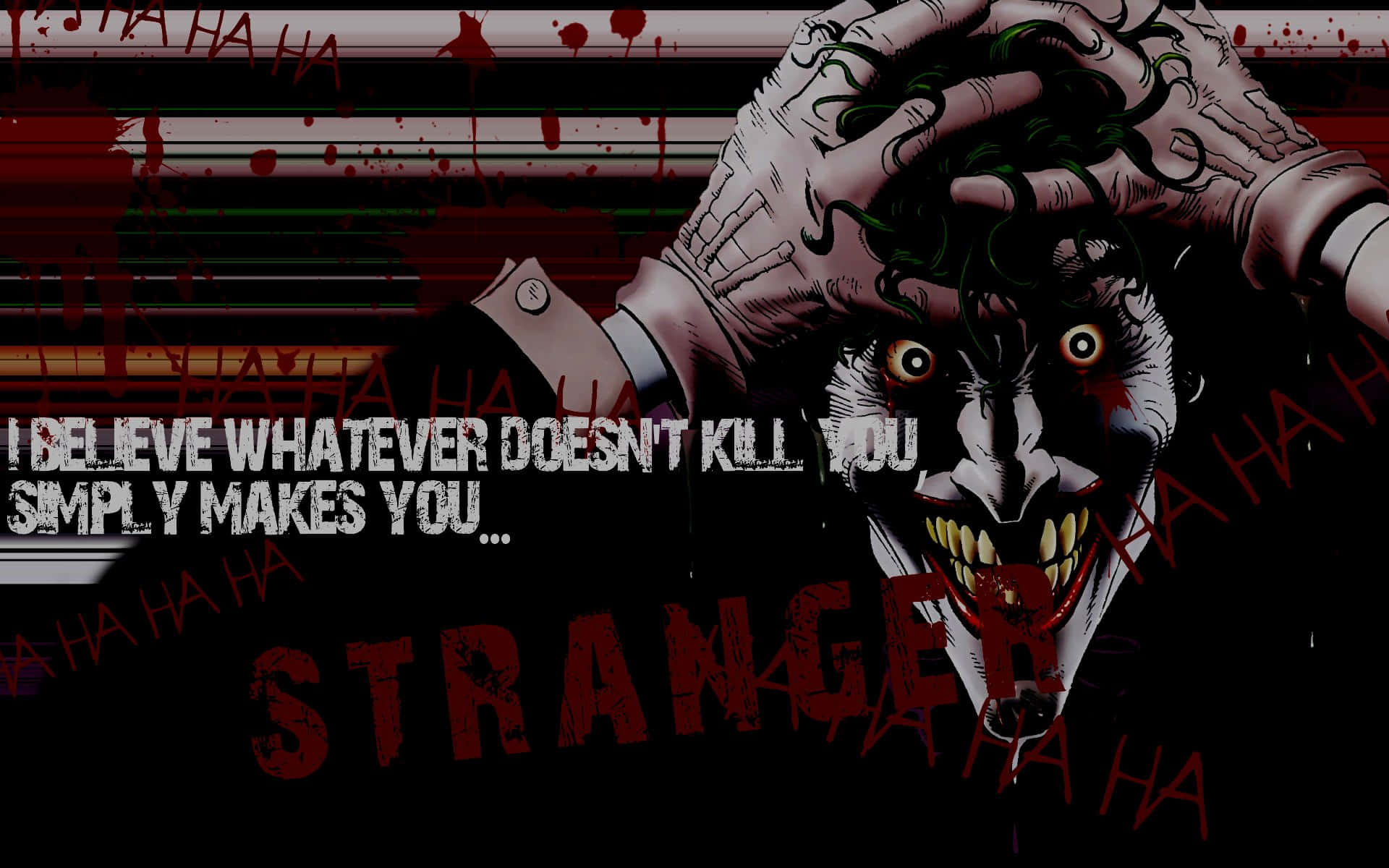 The Joker, green hair, blood splatters, Full HD Desktop Wallpaper