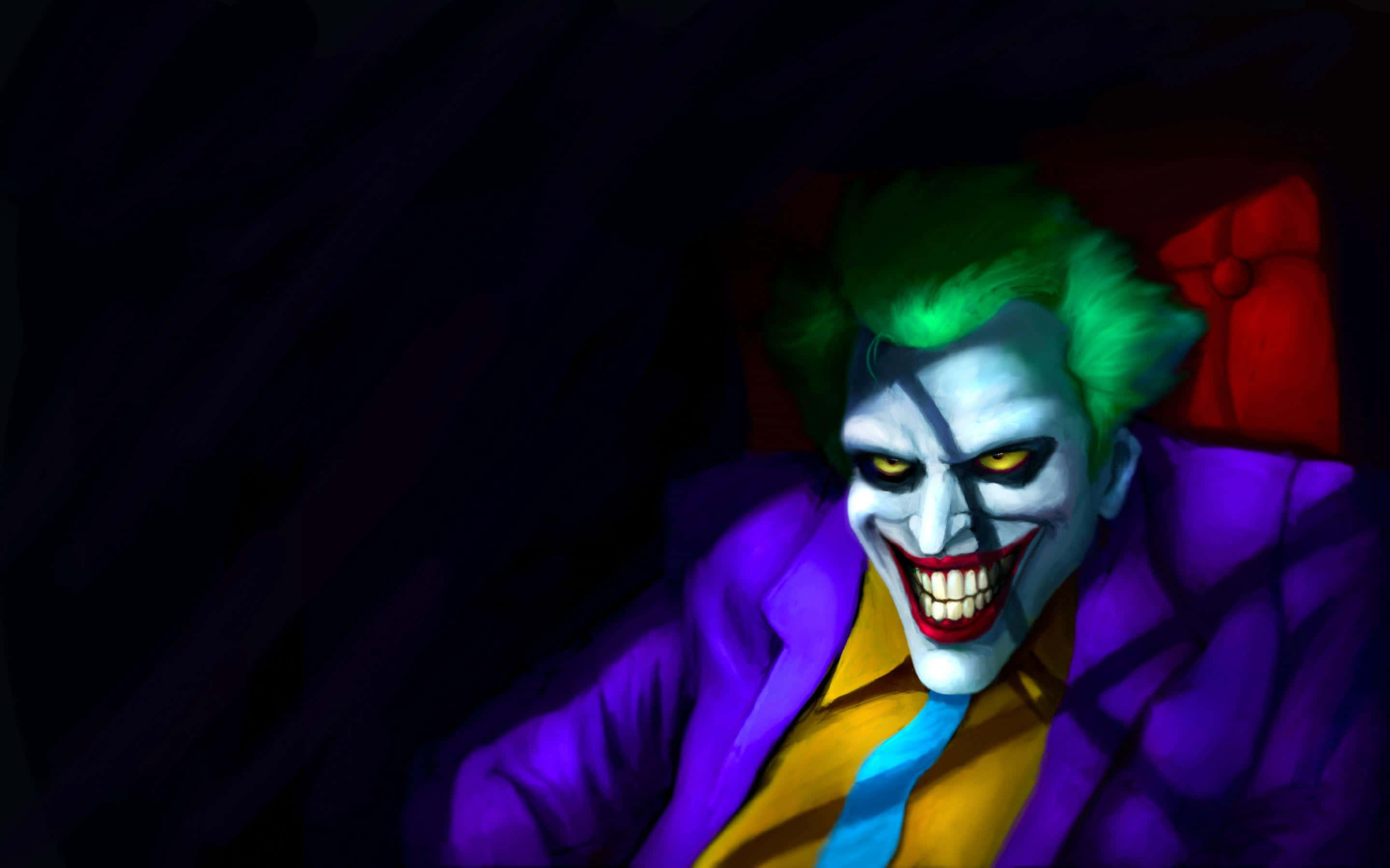 Joker, green hair, purple suit, 2K Desktop Wallpaper