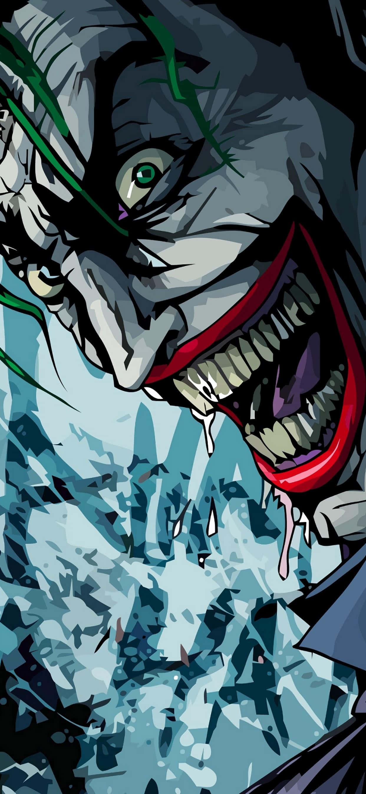 Joker, wide grin, dripping saliva, 2K Phone Wallpaper