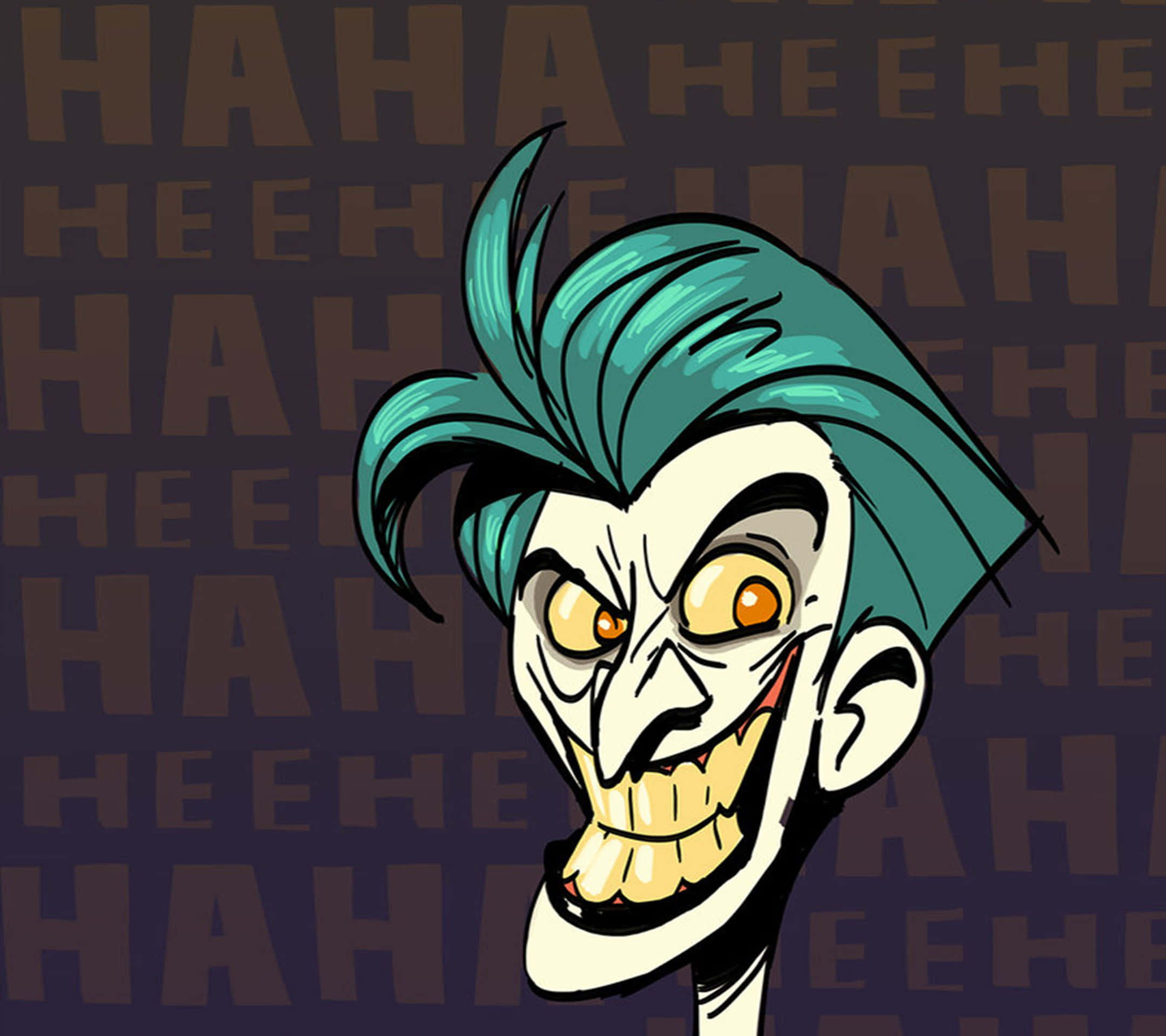 Joker, teal hair, wide grin, Full HD Desktop Wallpaper