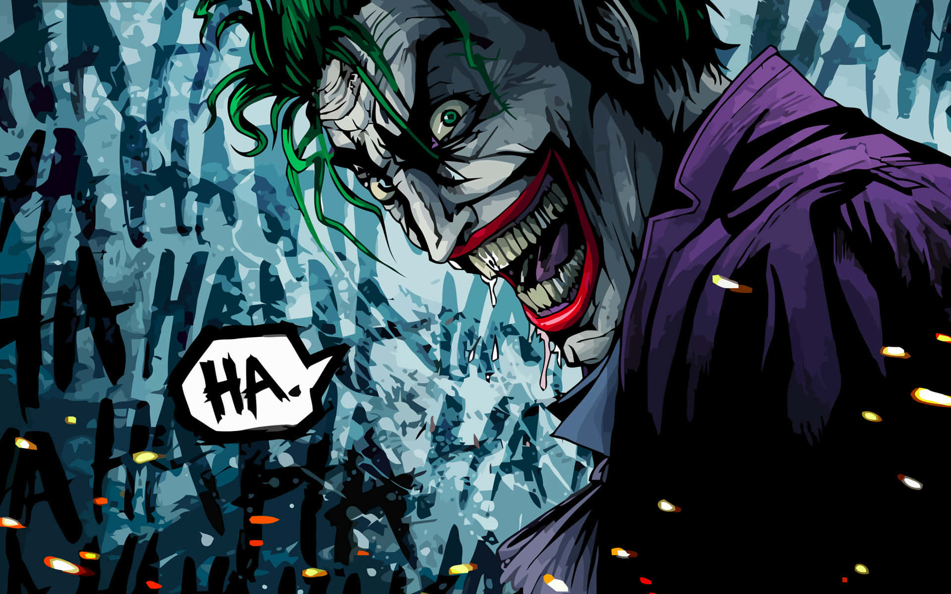 Joker, green hair, purple coat, Full HD Desktop Wallpaper