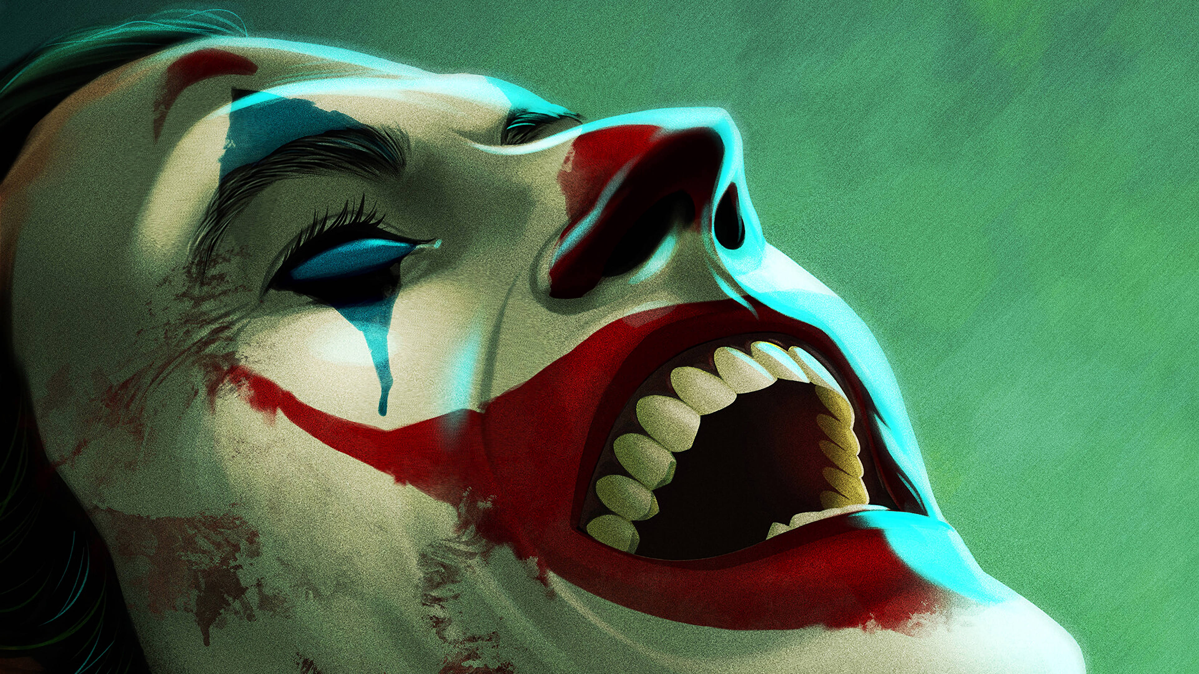 Joker, clown, bloodied makeup, 4K Desktop Wallpaper