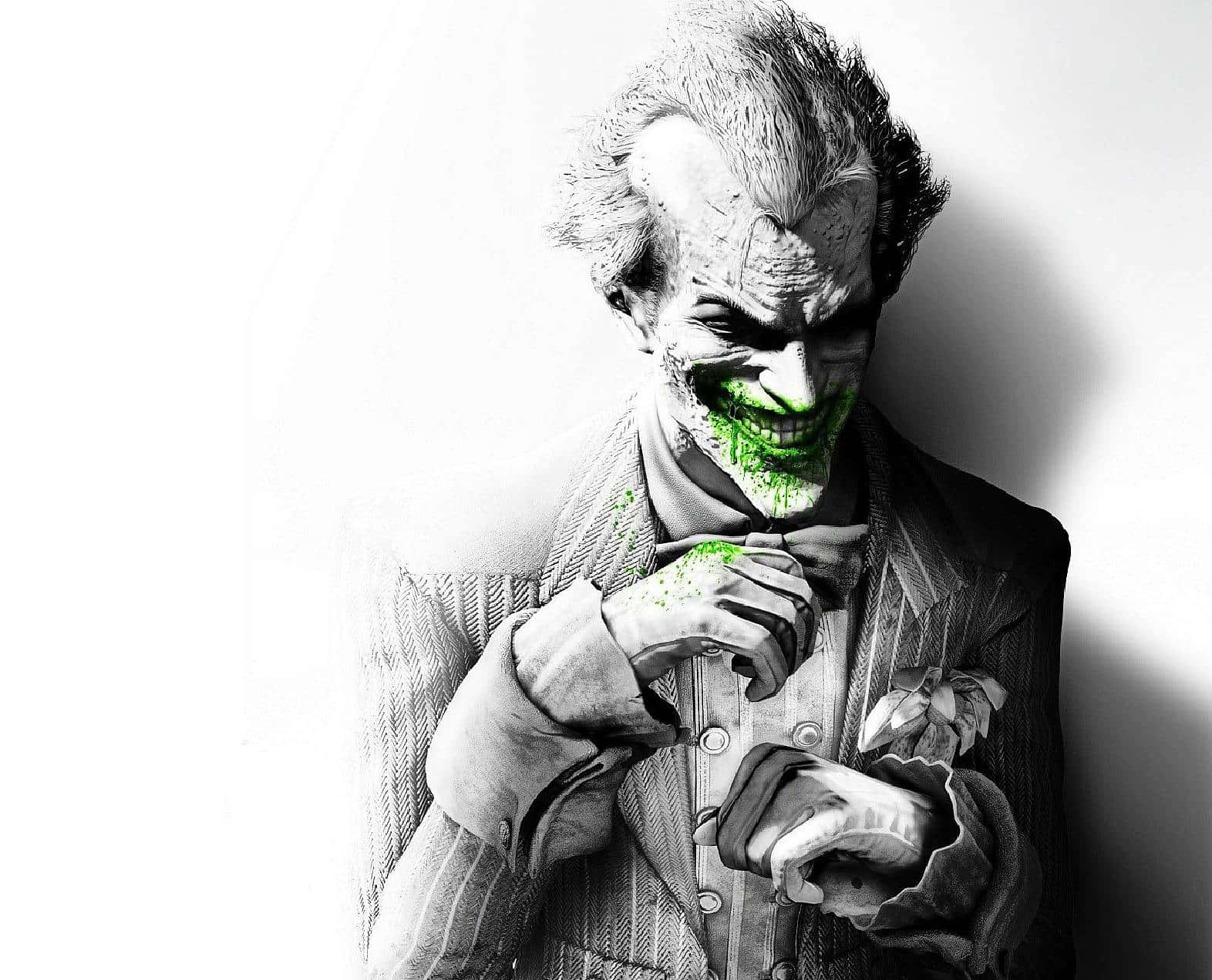 Joker, green smeared grin, chaotic hair, HD Desktop Wallpaper