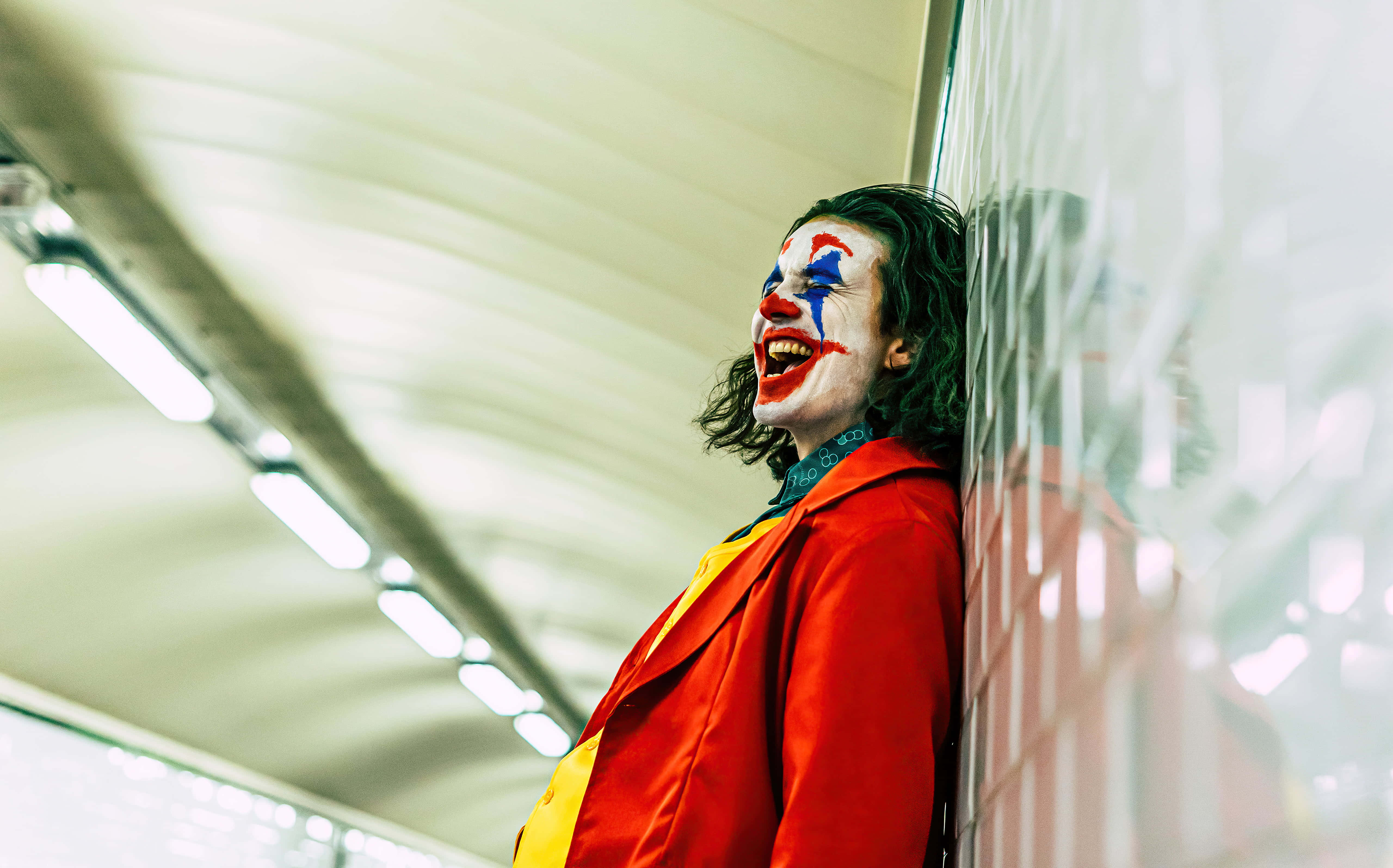 Joker, red jacket, clown makeup, 5K Desktop Wallpaper