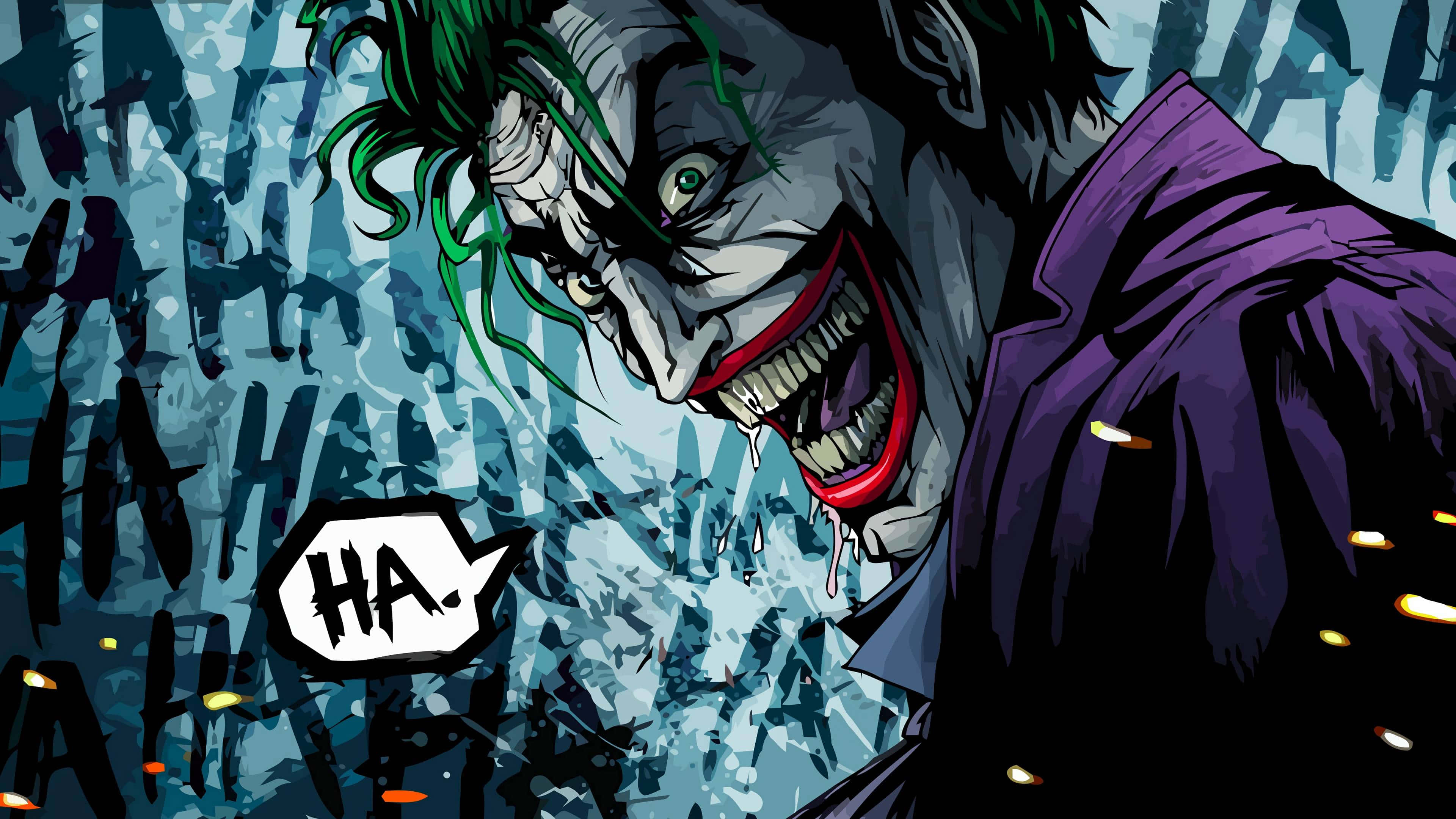 Joker, green hair, purple coat, 4K Desktop Wallpaper