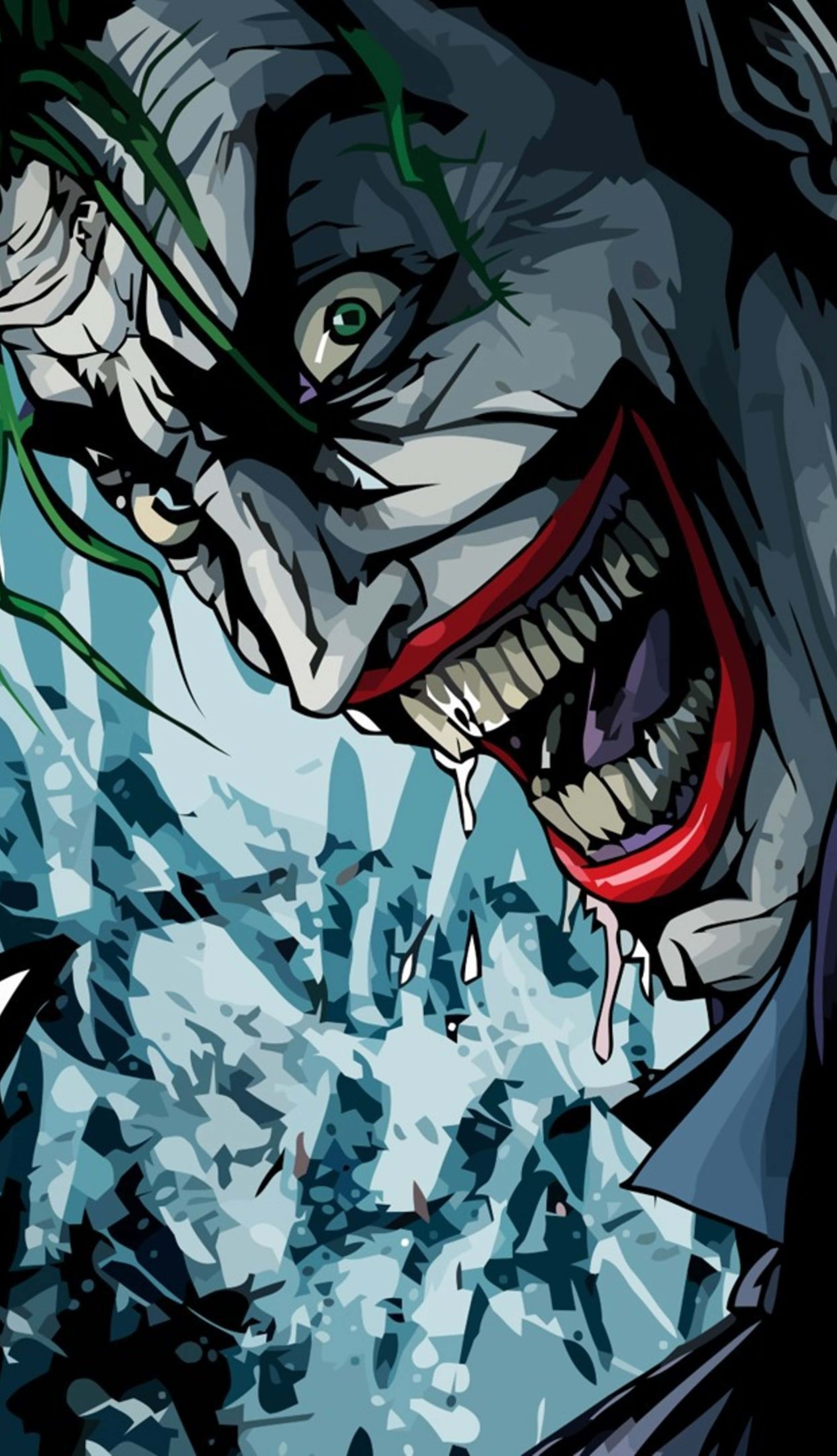 Joker, wide grin, dripping saliva, 5K Phone Wallpaper