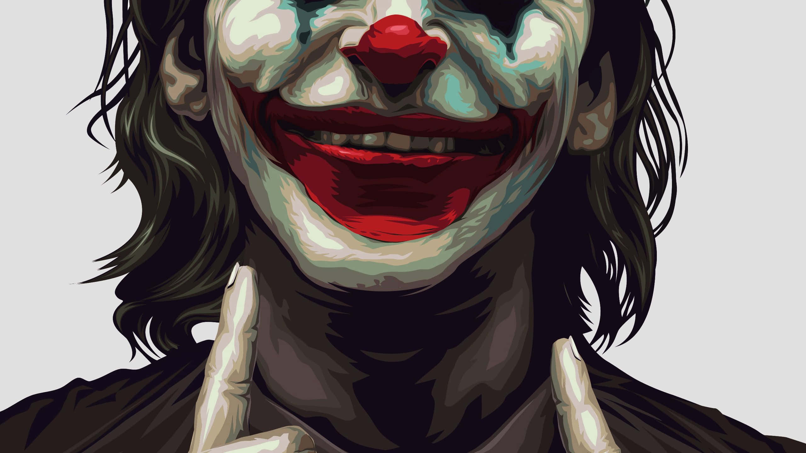 Joker, red grin, white face paint, 2K Desktop Wallpaper